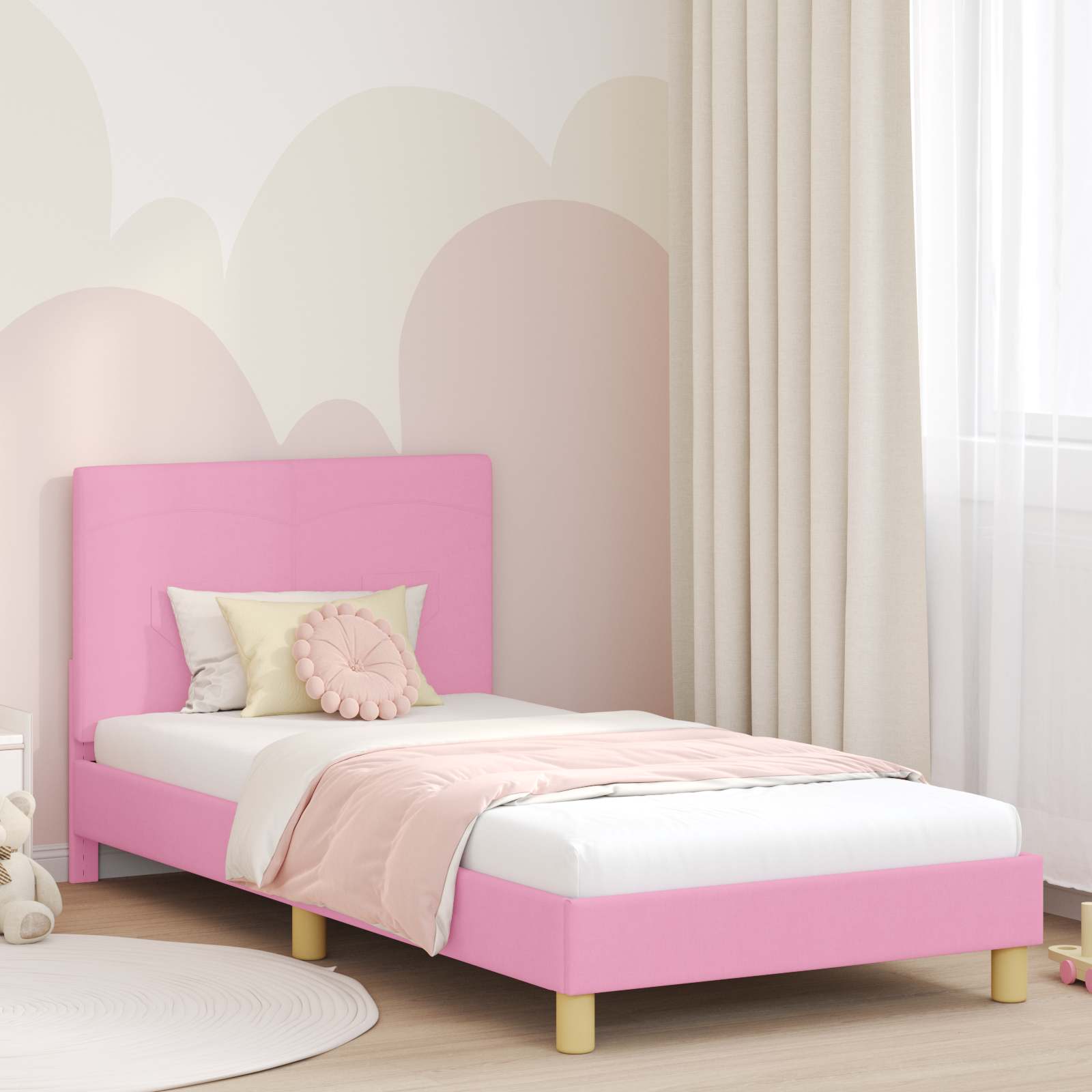 Cadre de lit pour enfants avec tête de lit Rose 80 x 200 cm - XIOS