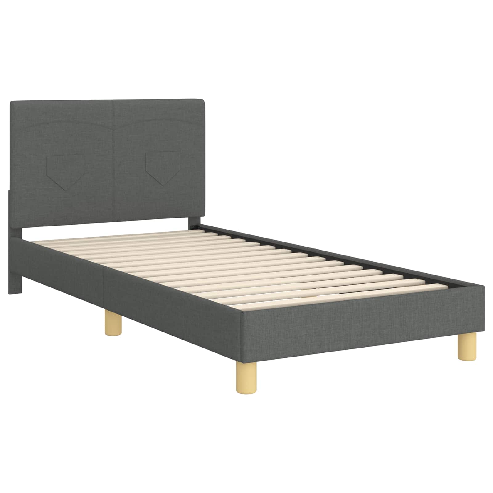 Cadre de lit pour enfants avec tête de lit Gris foncé tissu - XIOS