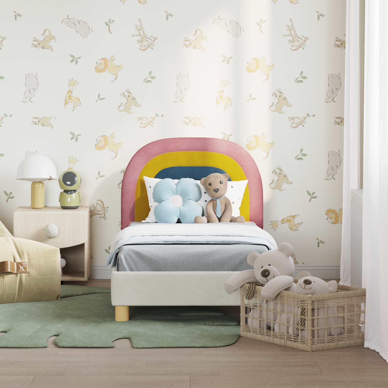 Cadre de lit pour tout-petit avec tête de lit Crème 70 x 140 cm - XIOS