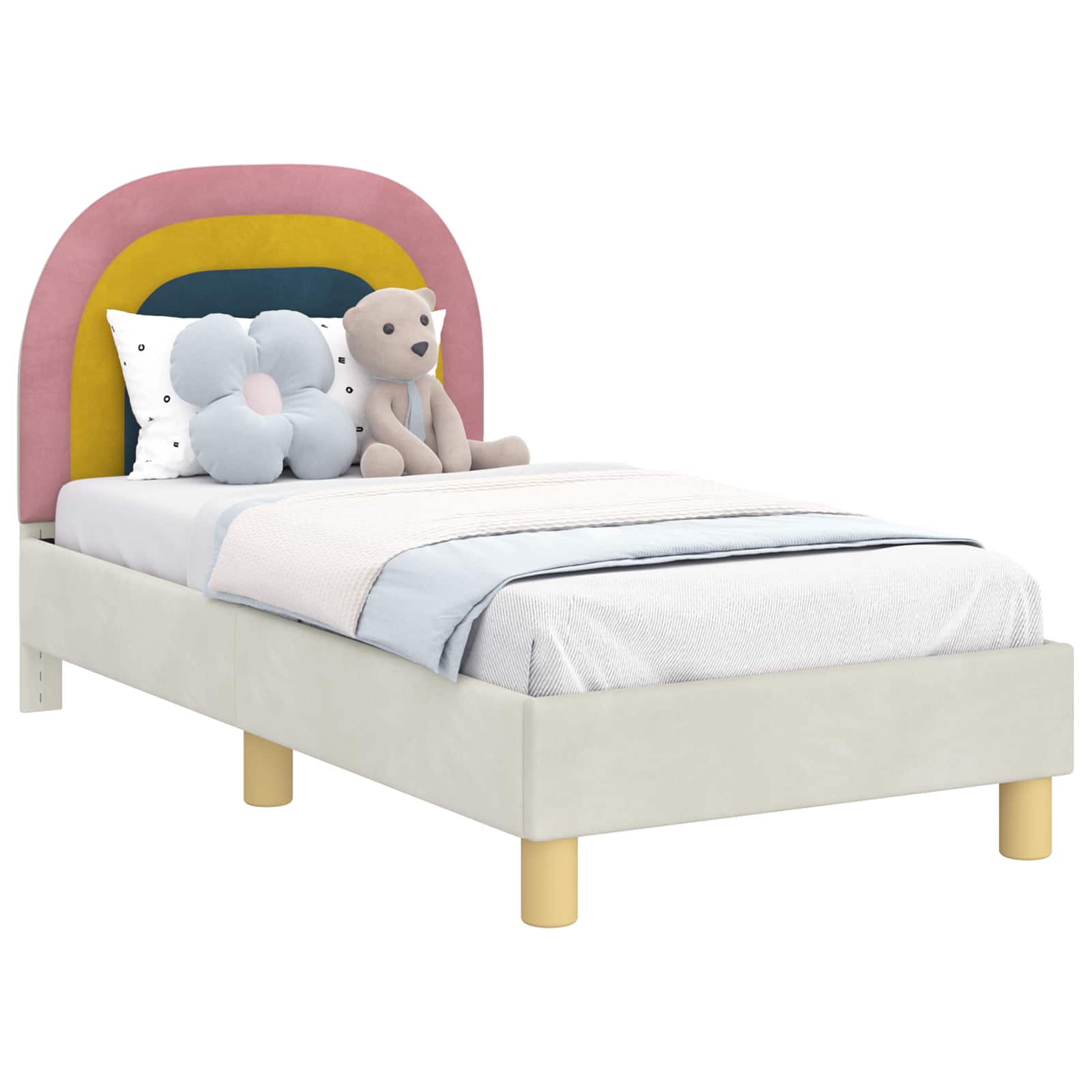 Cadre de lit pour tout-petit avec tête de lit Crème 70 x 140 cm - XIOS