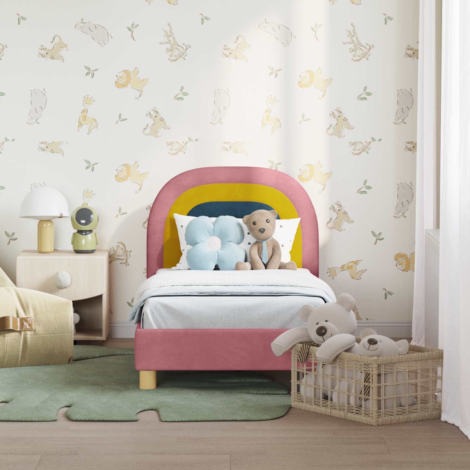 Cadre de lit pour tout-petit avec tête de lit Rose 70 x 140 cm - XIOS