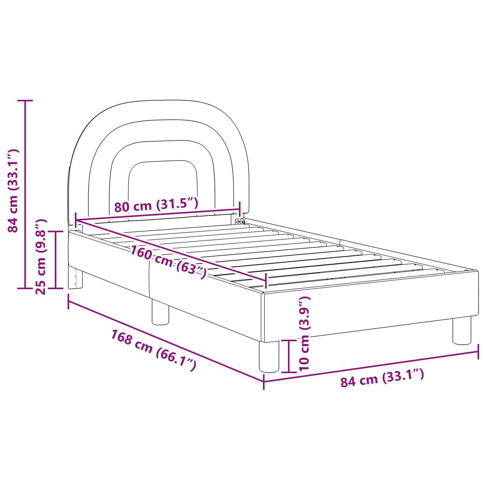 Cadre de lit pour enfants avec tête de lit Crème 80 x 160 cm - XIOS