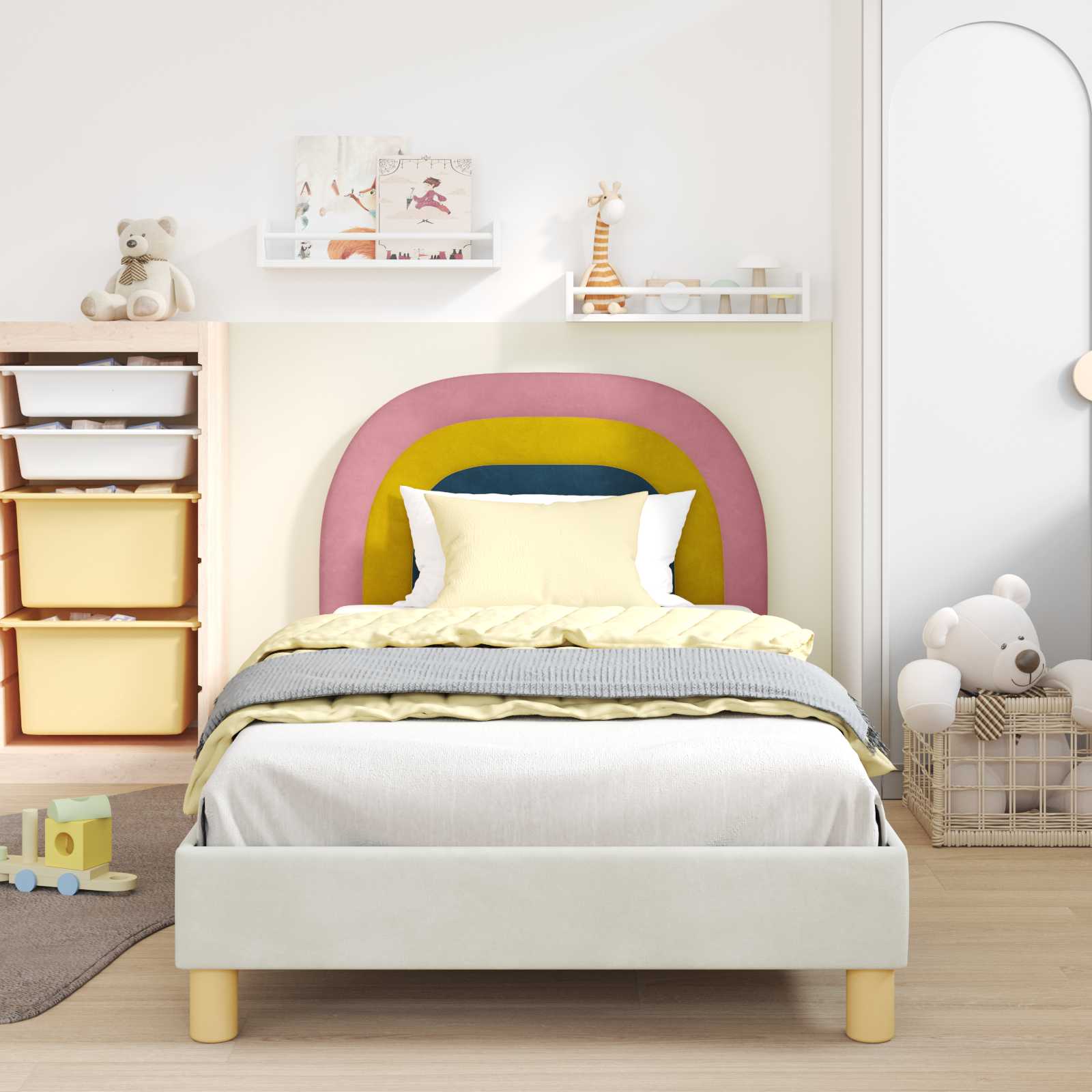 Cadre de lit pour enfants avec tête de lit Crème 90 x 190 cm - XIOS