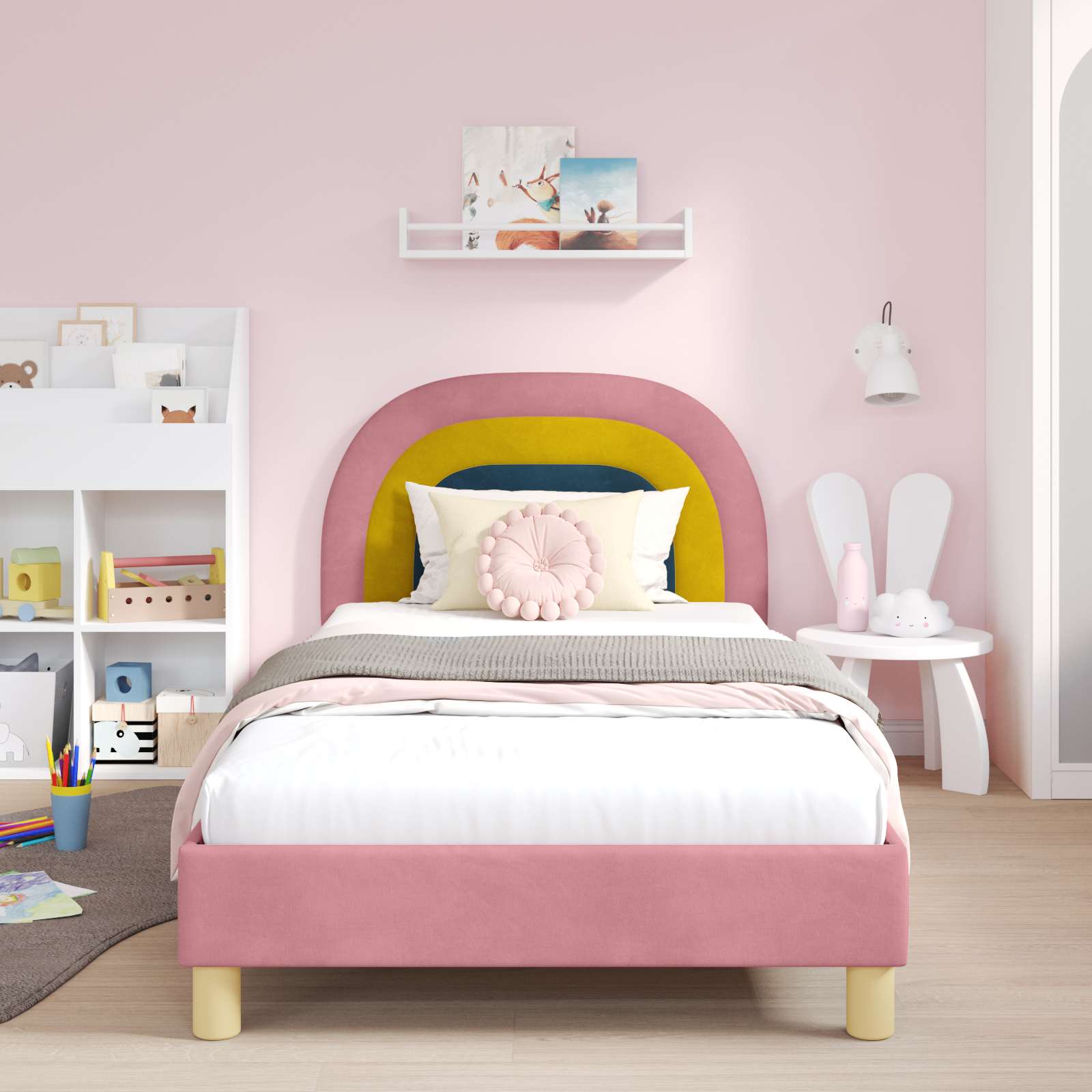 Cadre de lit pour enfants avec tête de lit Rose 90 x 200 cm - XIOS