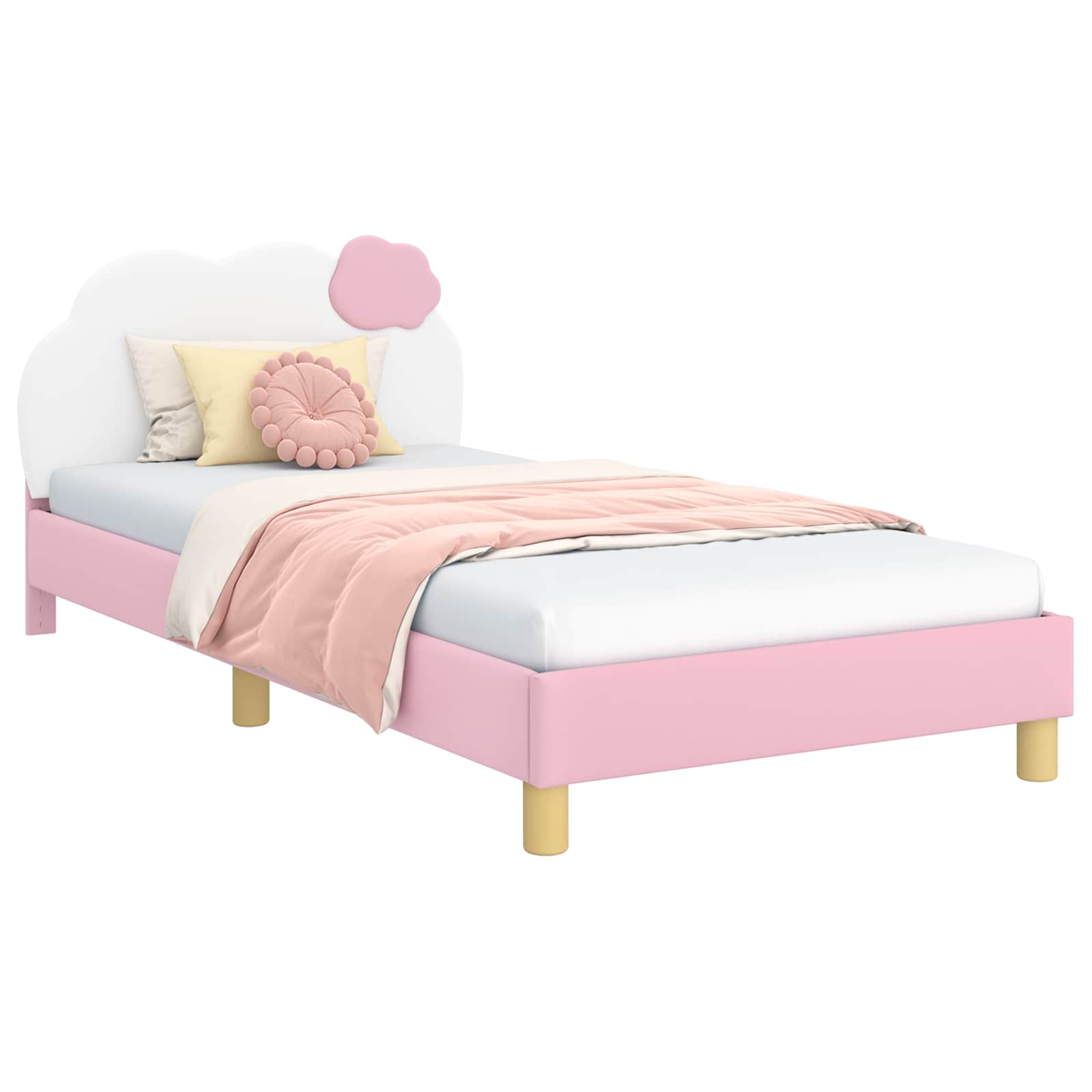 Cadre de lit pour enfants avec tête de lit Rose 80 x 200 cm PU - XIOS