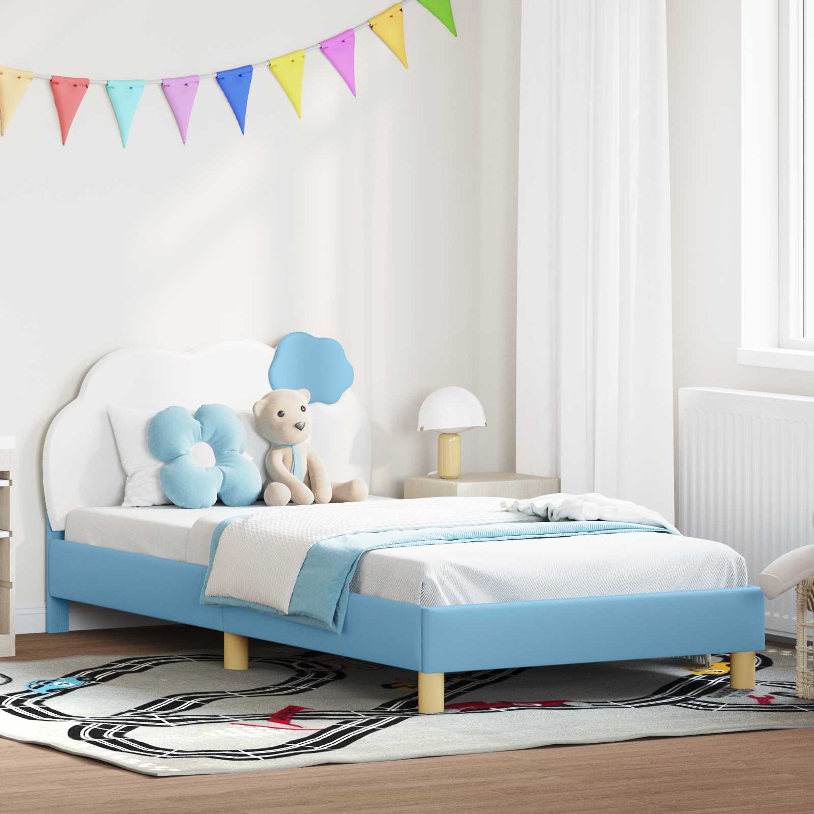 Cadre de lit pour enfants avec tête de lit Bleu 80 x 200 cm PU - XIOS