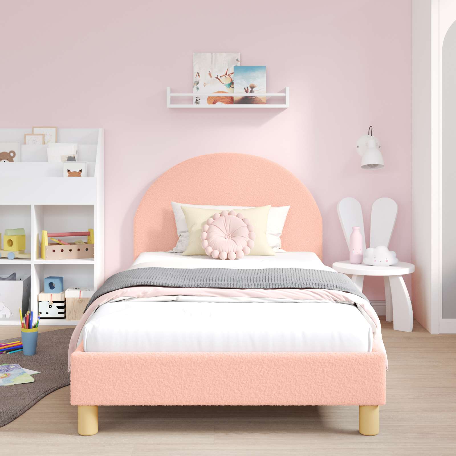 Cadre de lit pour enfants avec tête de lit Rose 90 x 200 cm - XIOS