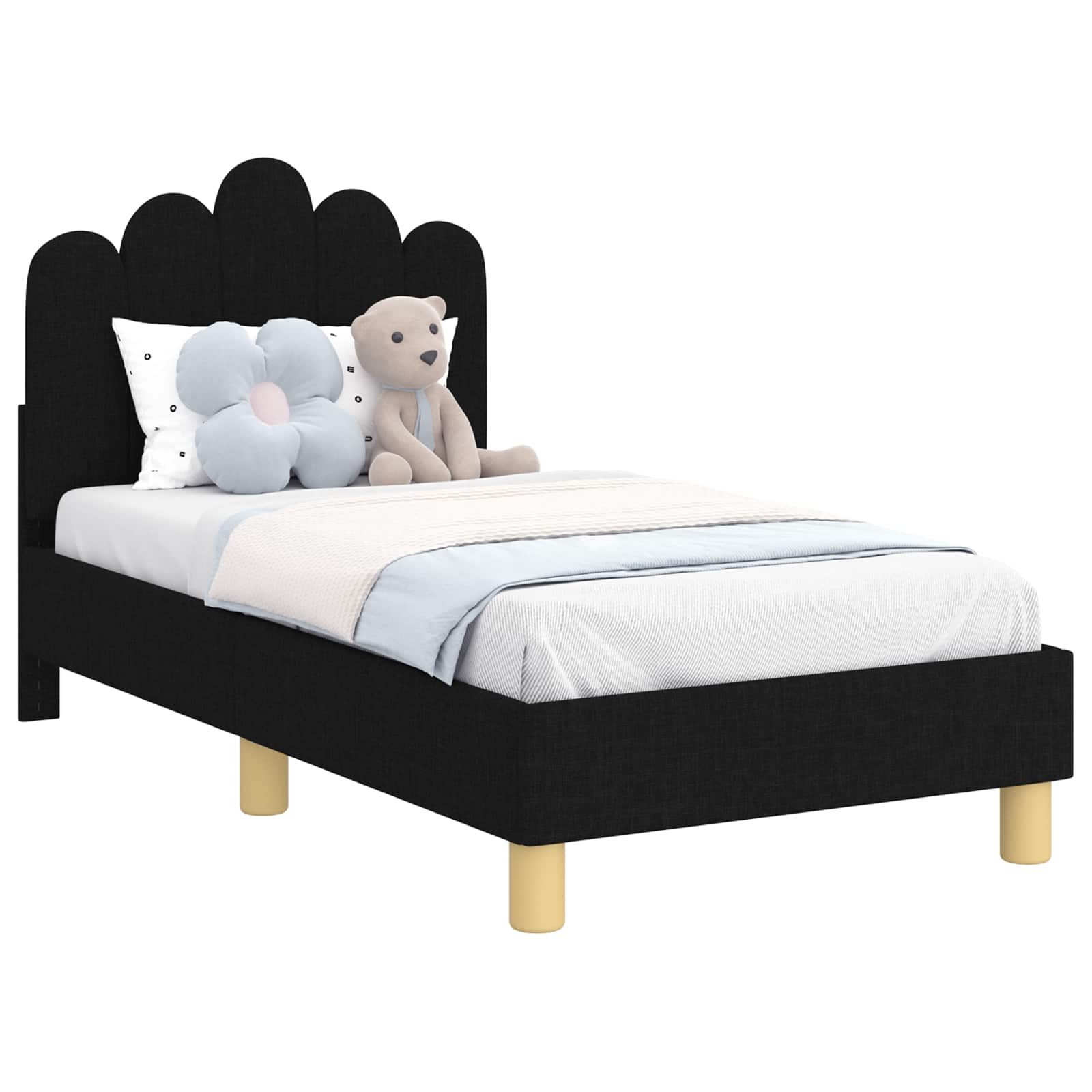 Cadre de lit pour tout-petit avec tête de lit Noir 70 x 140 cm - XIOS