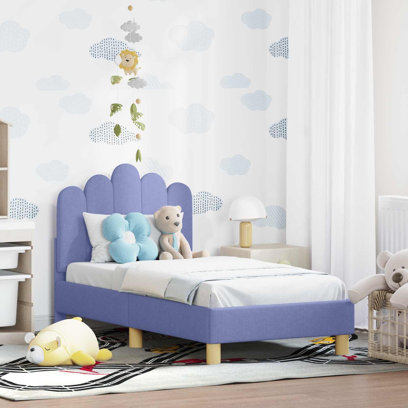 Cadre de lit pour tout-petit avec tête de lit Bleu denim - XIOS