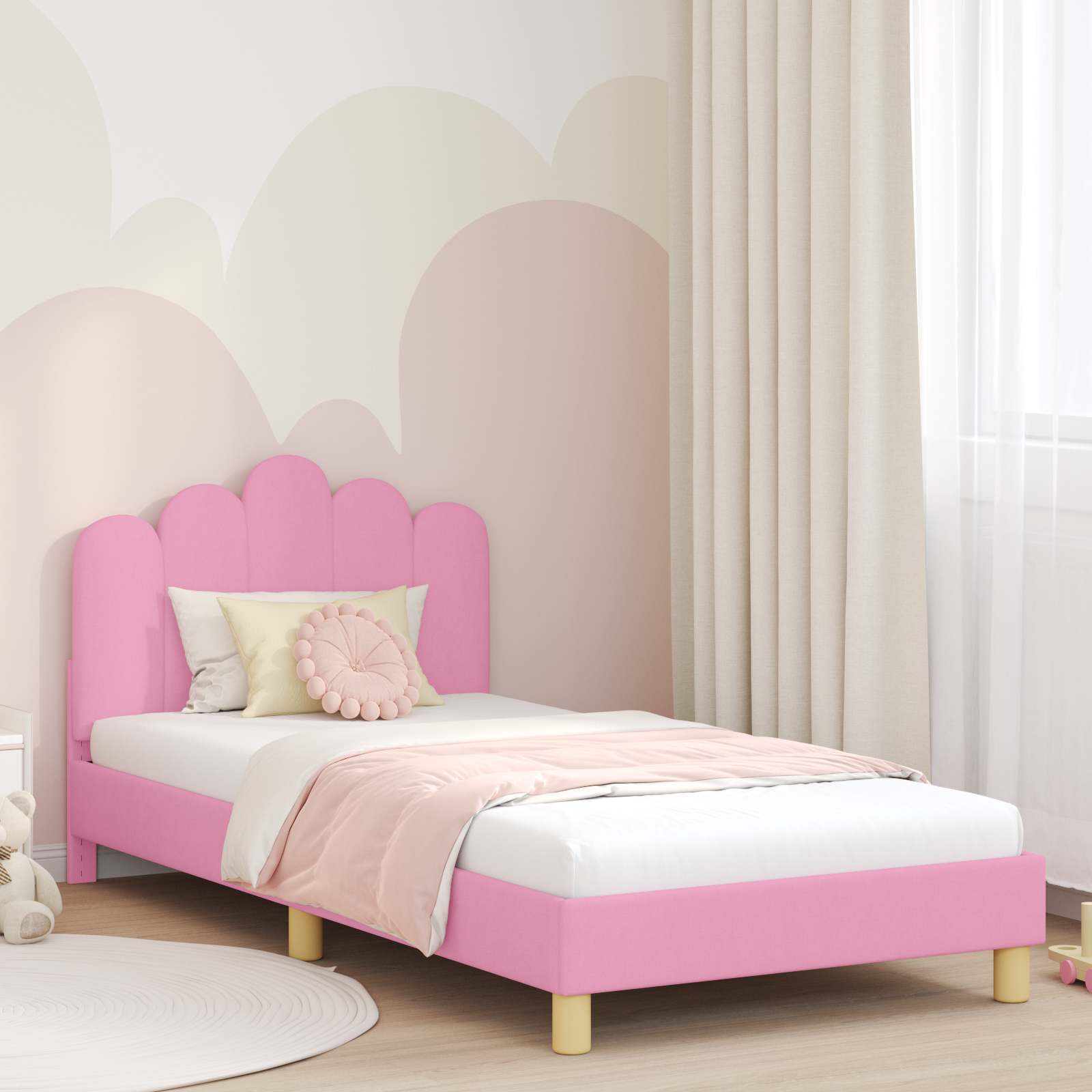 Cadre de lit pour enfants avec tête de lit Rose 80 x 200 cm - XIOS