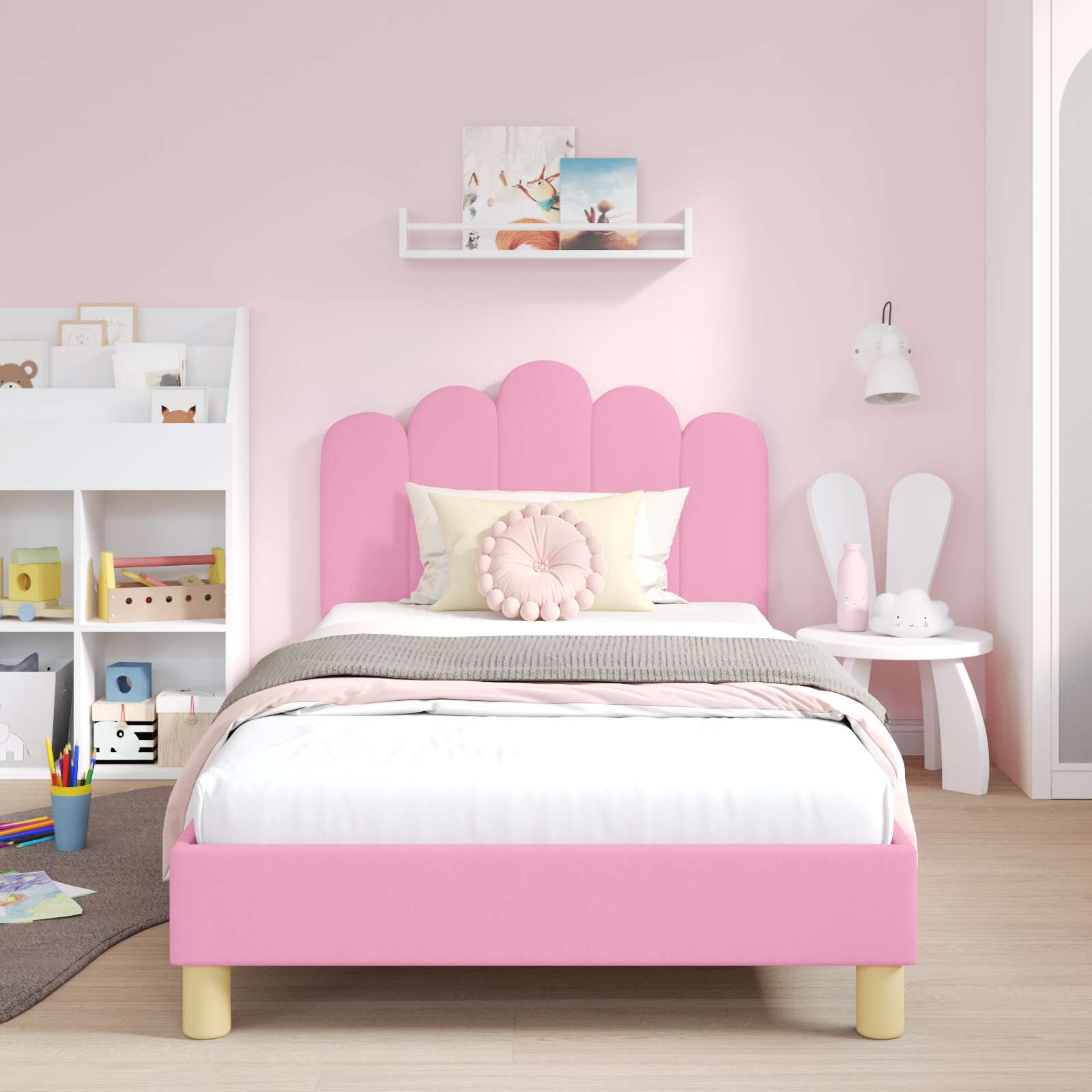 Cadre de lit pour enfants avec tête de lit Rose 80 x 200 cm - XIOS