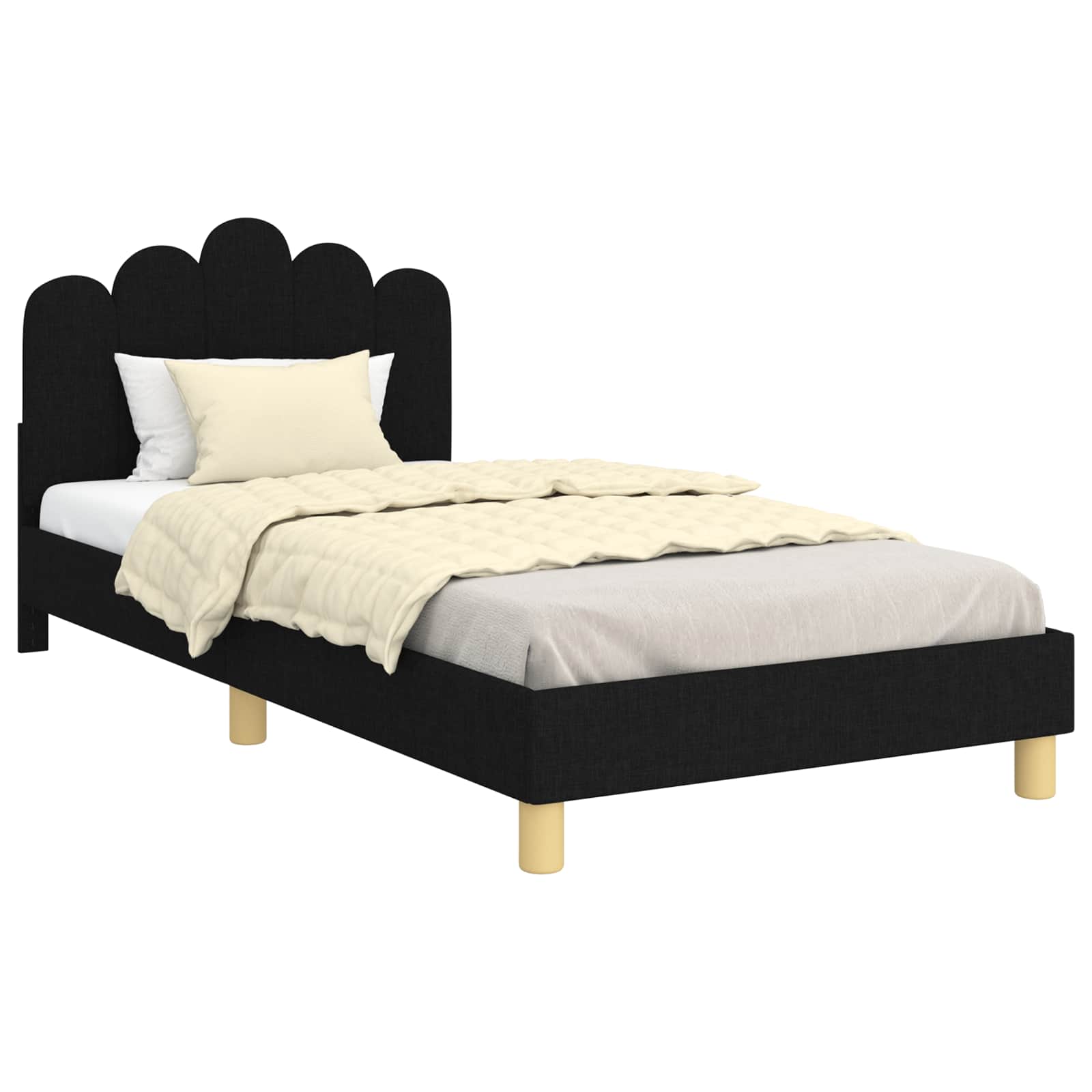 Cadre de lit pour enfants avec tête de lit Noir 90 x 190 cm - XIOS