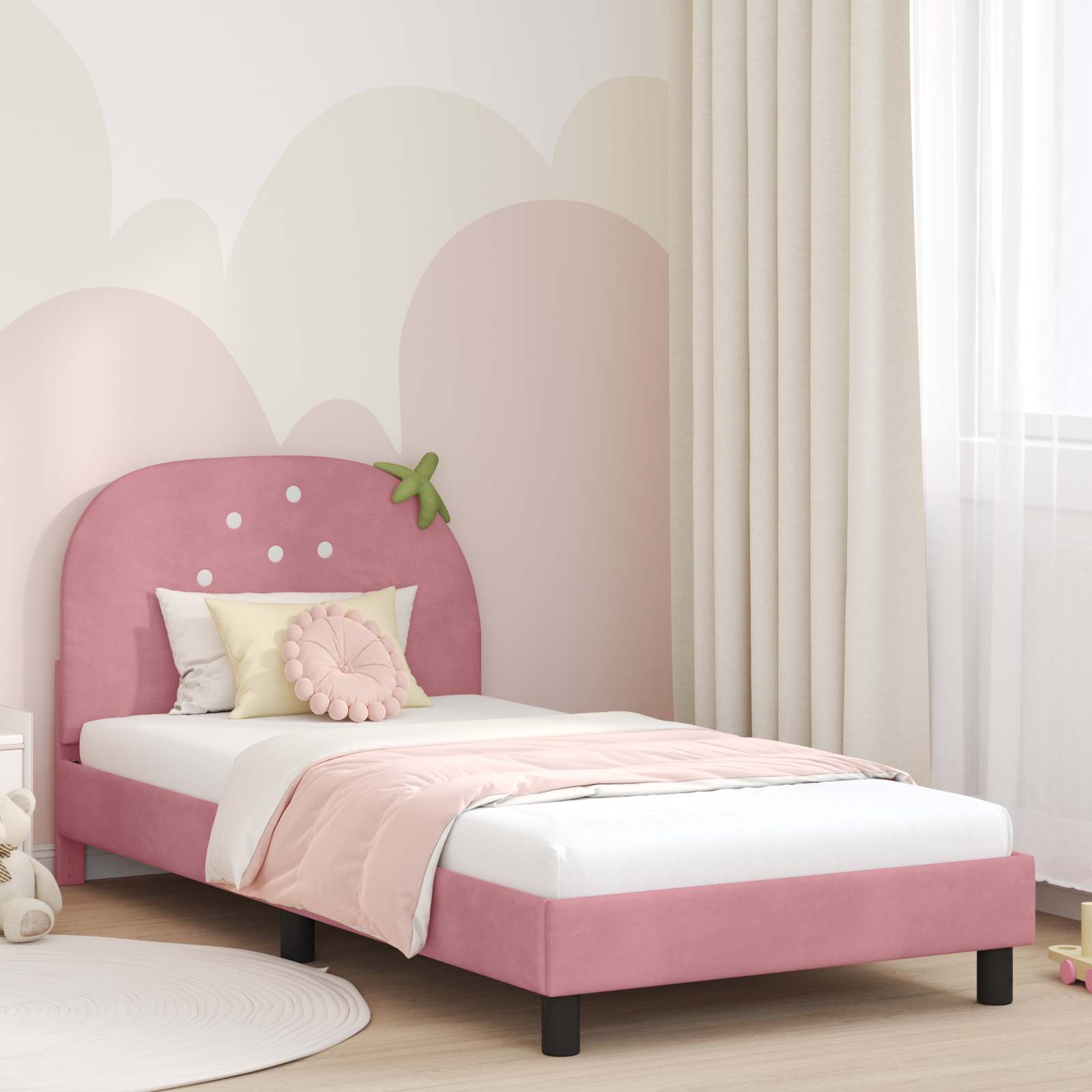 Cadre de lit pour enfants avec tête de lit Rose 80 x 200 cm - XIOS