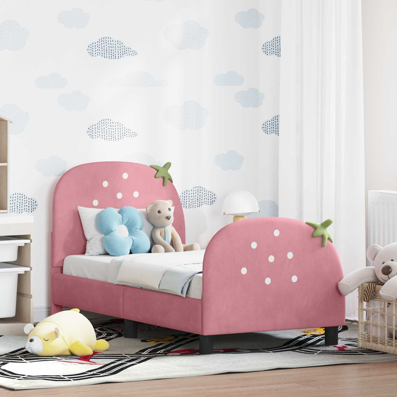 Cadre de lit pour tout-petit avec tête de lit Rose 70 x 140 cm - XIOS