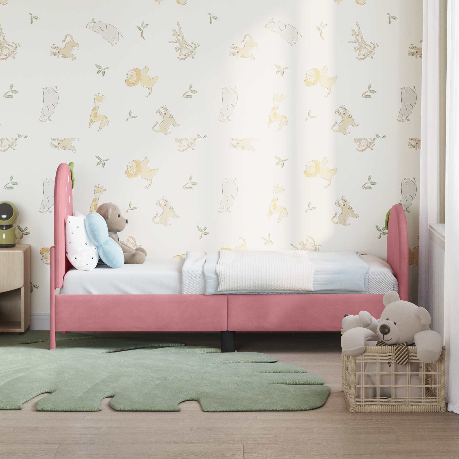 Cadre de lit pour tout-petit avec tête de lit Rose 70 x 140 cm - XIOS