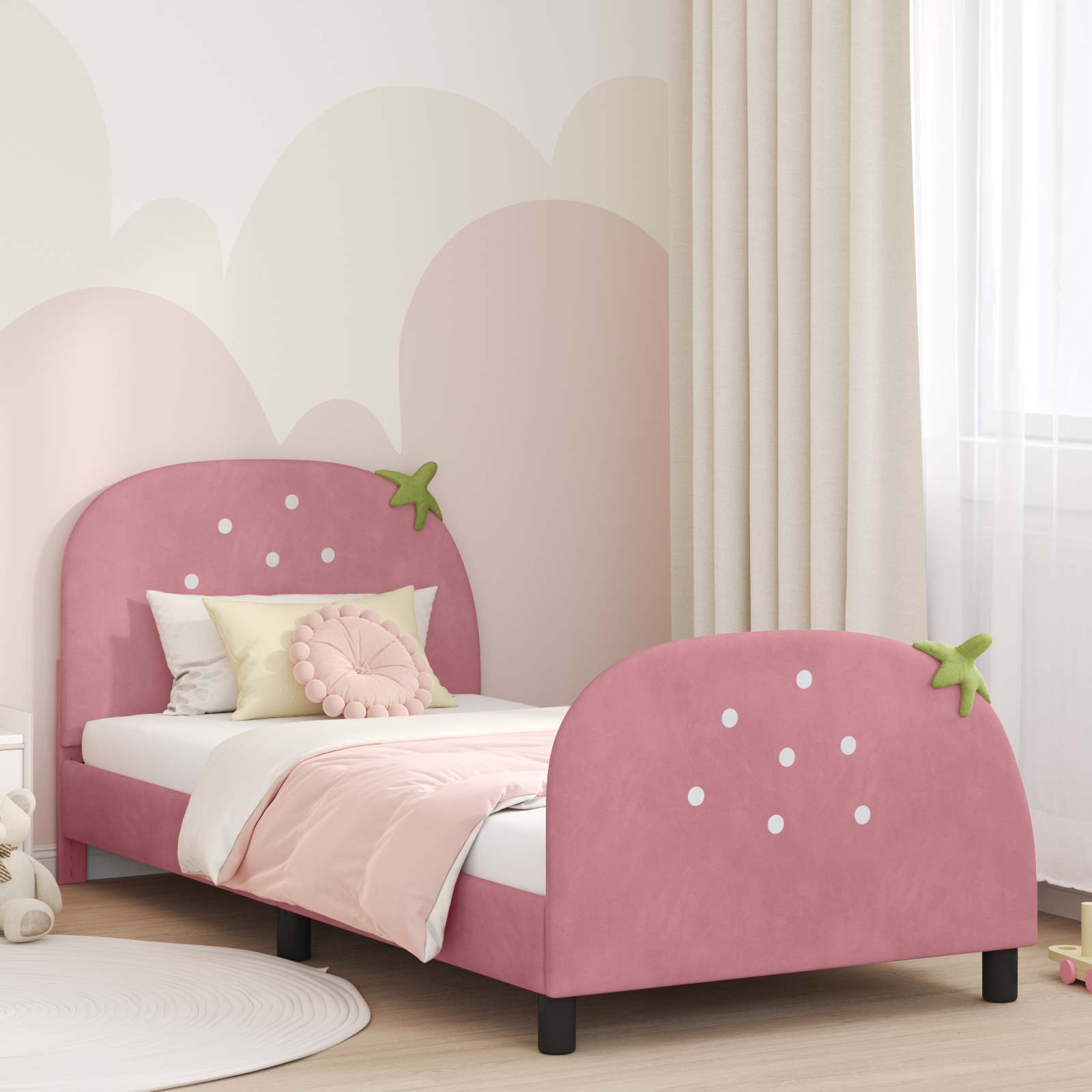 Cadre de lit pour enfants avec tête de lit Rose 90 x 200 cm - XIOS