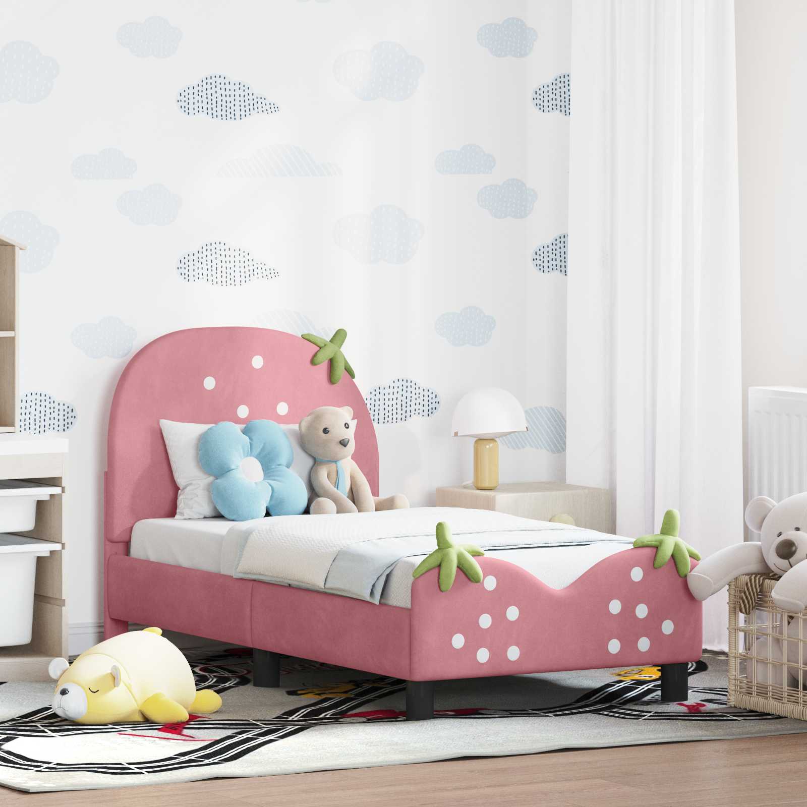 Cadre de lit pour tout-petit avec tête de lit Rose 70 x 140 cm - XIOS