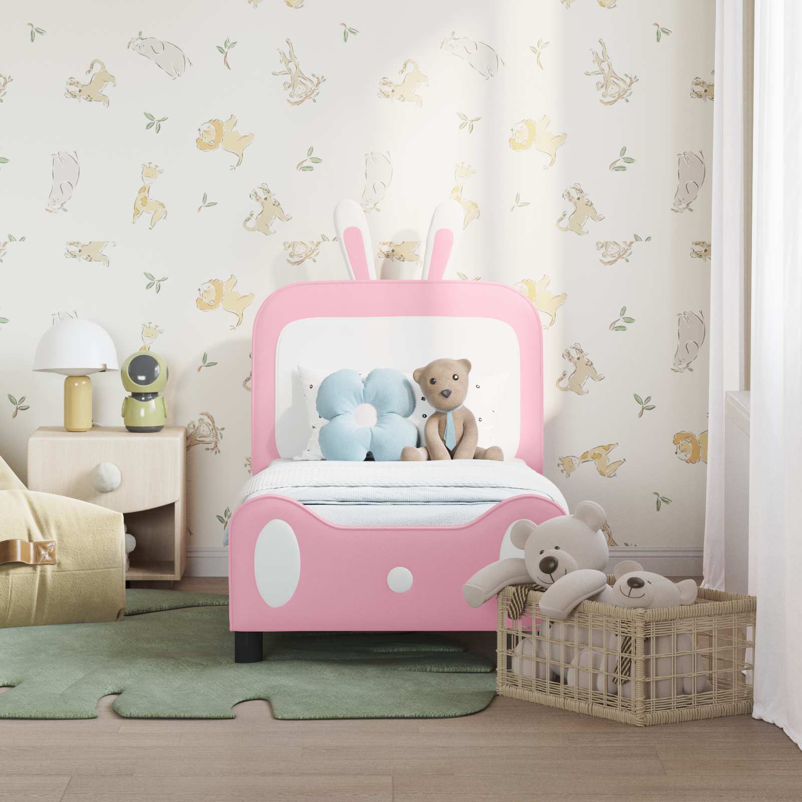 Cadre de lit pour tout-petit avec tête de lit Rose 70 x 140 cm - XIOS