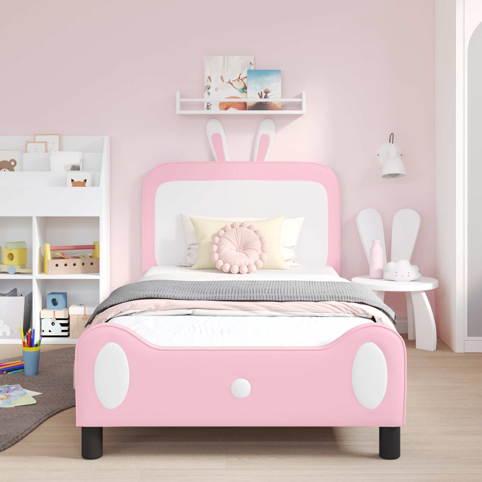 Cadre de lit pour enfants avec tête de lit Rose 80 x 200 cm PU - XIOS