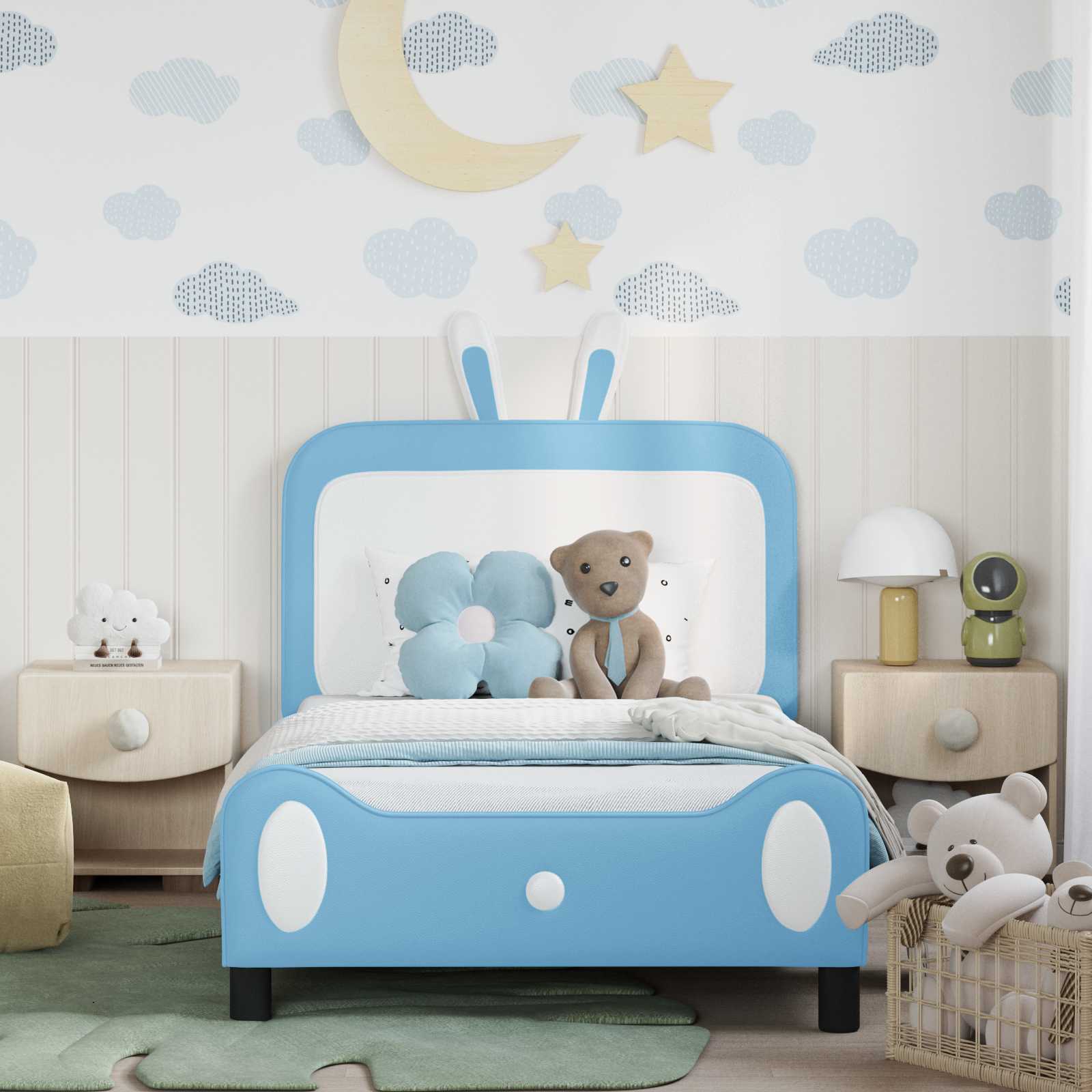 Cadre de lit pour enfants avec tête de lit Bleu 80 x 200 cm PU - XIOS