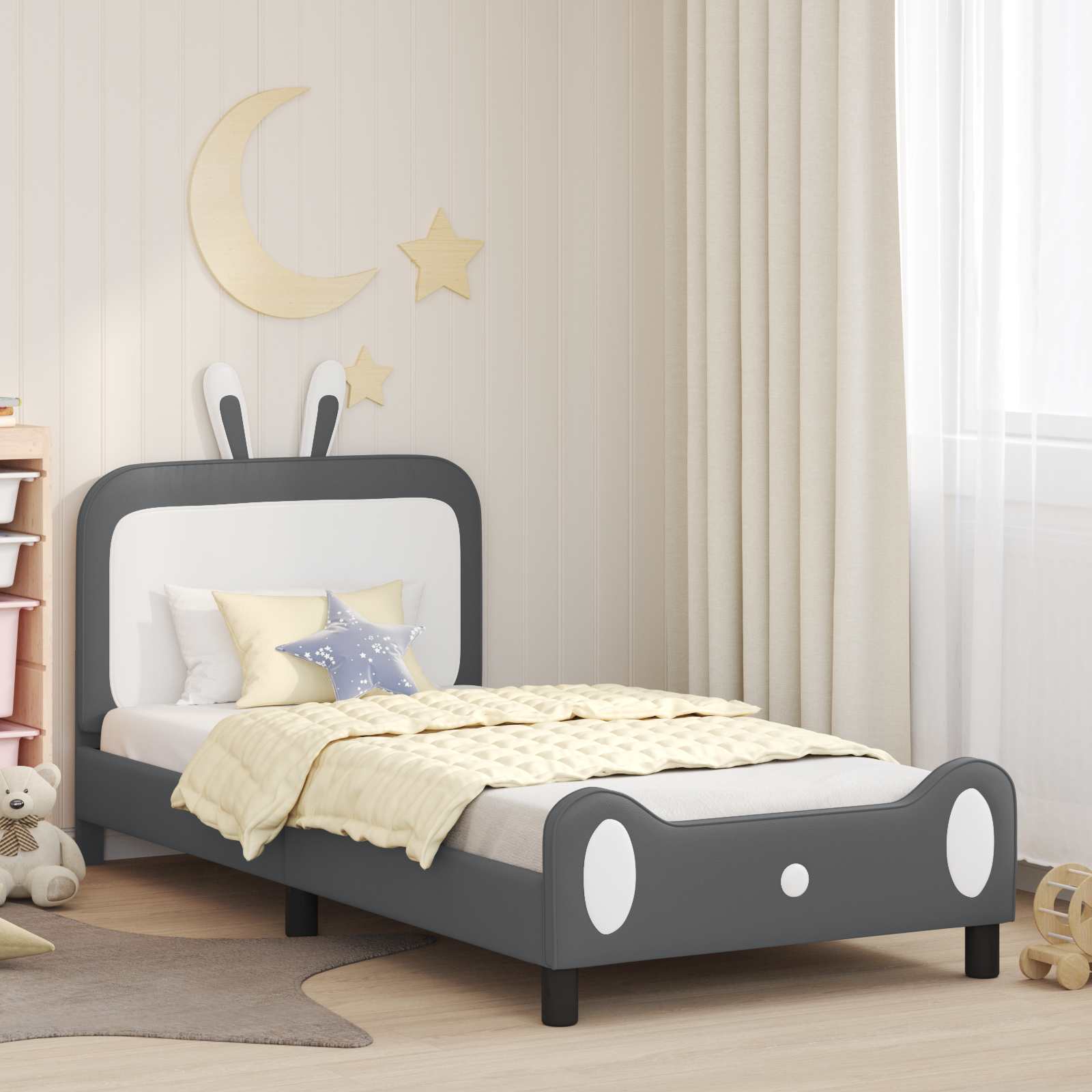 Cadre de lit pour enfants avec tête de lit Gris clair PU - XIOS