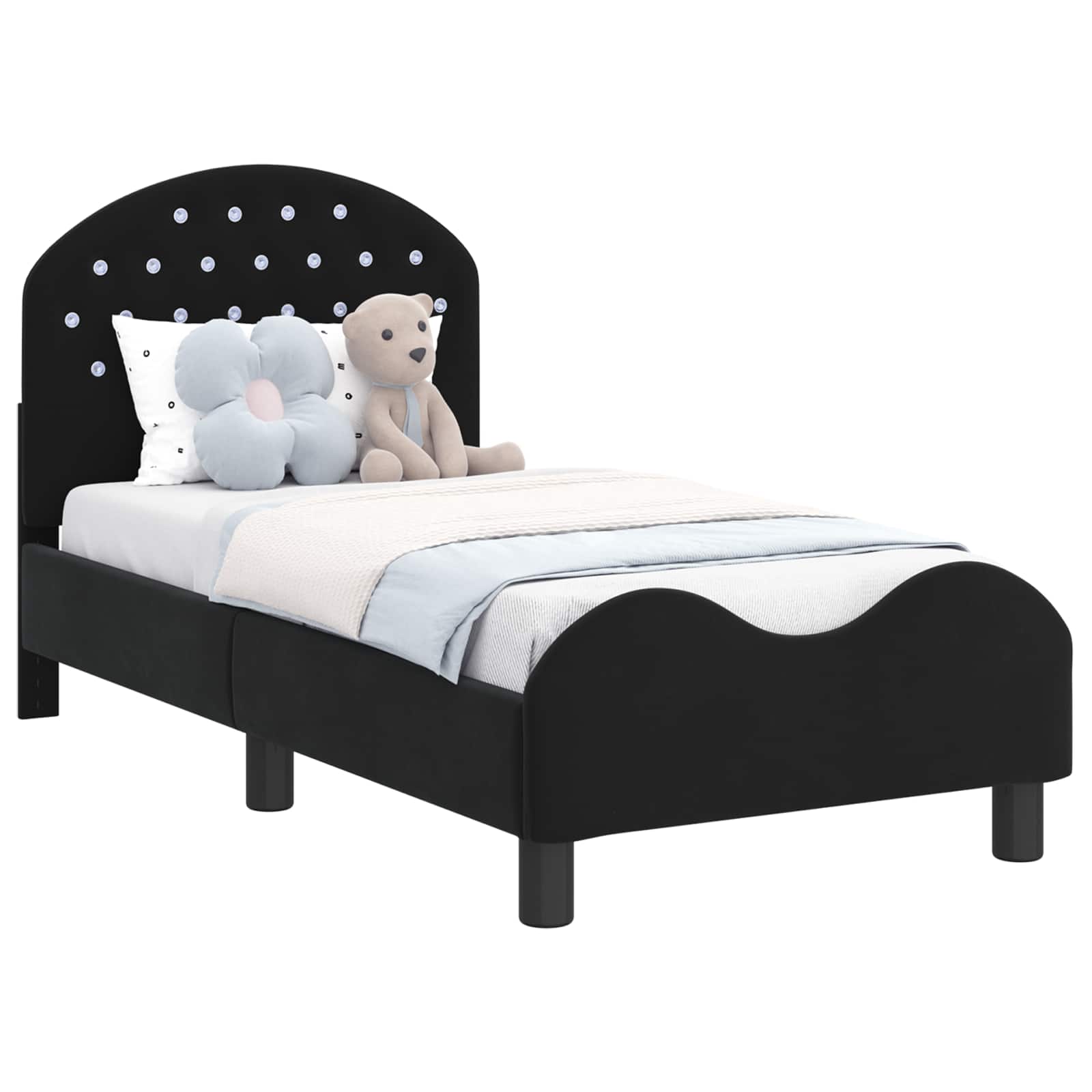 Cadre de lit pour tout-petit avec tête de lit Noir 70 x 140 cm - XIOS