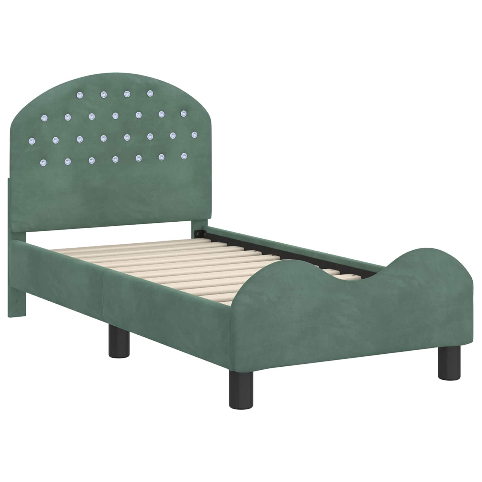 Cadre de lit pour tout-petit avec tête de lit Vert Mer Velours - XIOS