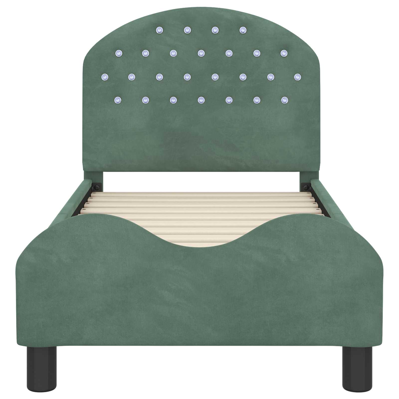 Cadre de lit pour tout-petit avec tête de lit Vert Mer Velours - XIOS