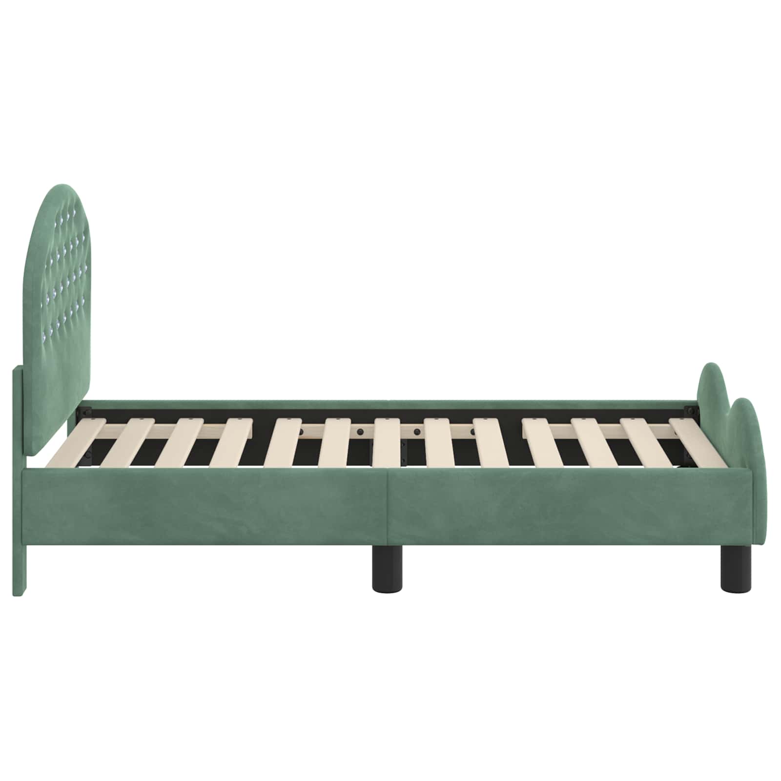 Cadre de lit pour tout-petit avec tête de lit Vert Mer Velours - XIOS