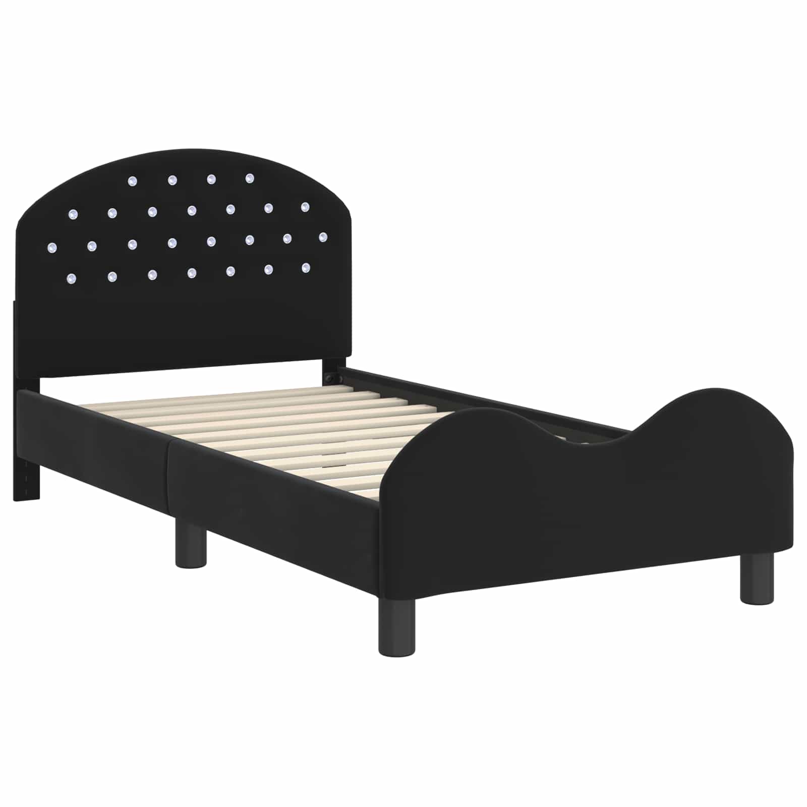 Cadre de lit pour enfants avec tête de lit Noir 80 x 160 cm - XIOS