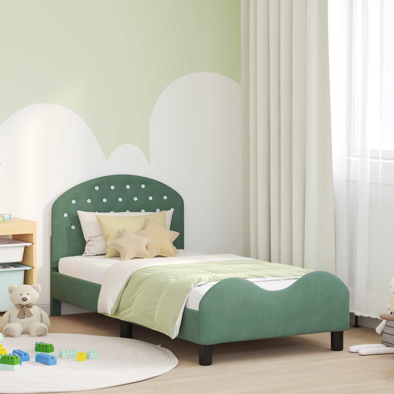 Cadre de lit pour enfants avec tête de lit Vert Mer 80 x 160 cm - XIOS