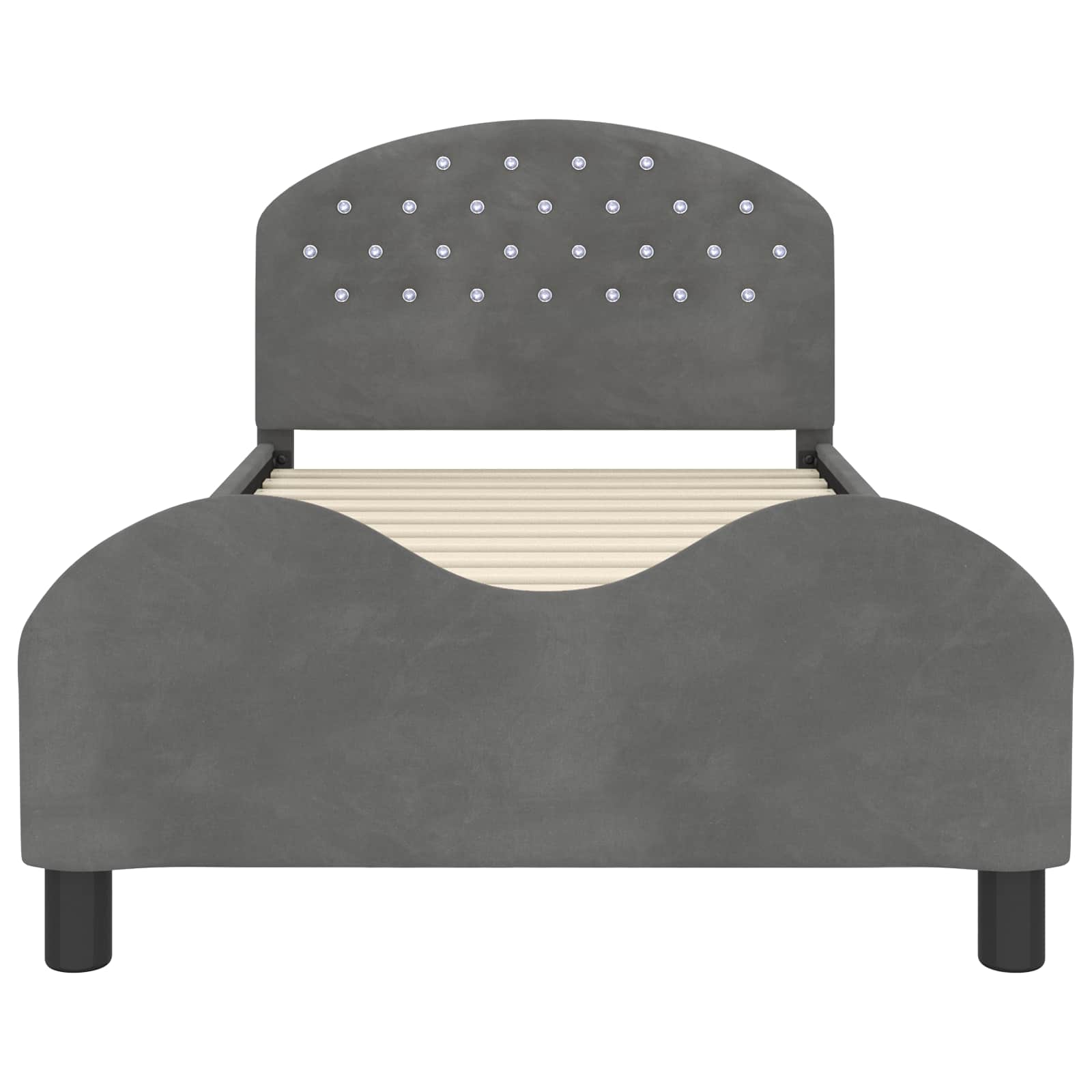 Cadre de lit pour enfants avec tête de lit Gris foncé Velours - XIOS