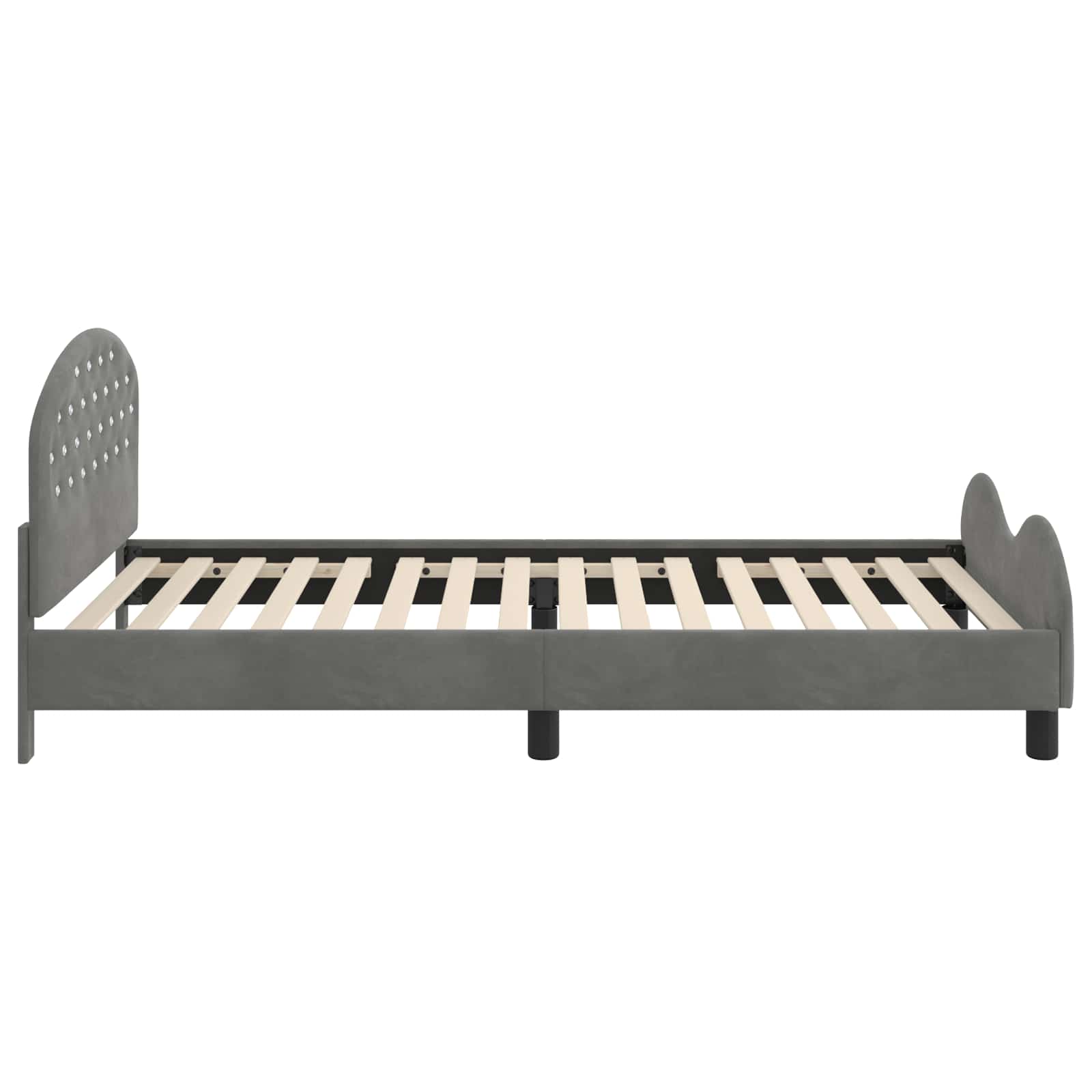 Cadre de lit pour enfants avec tête de lit Gris foncé Velours - XIOS