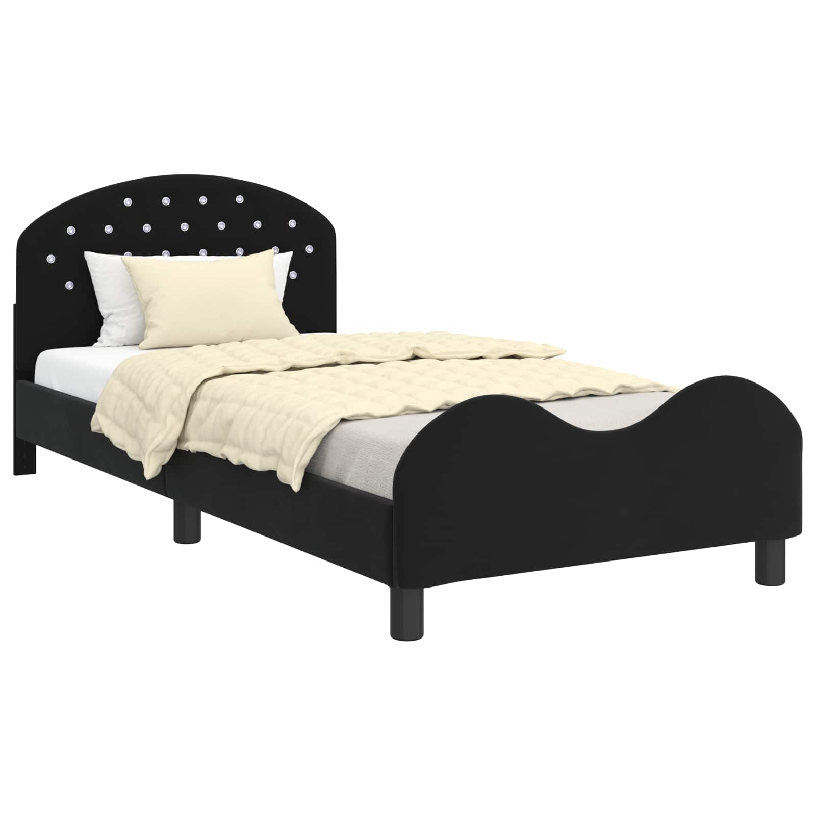 Cadre de lit pour enfants avec tête de lit Noir 90 x 200 cm - XIOS