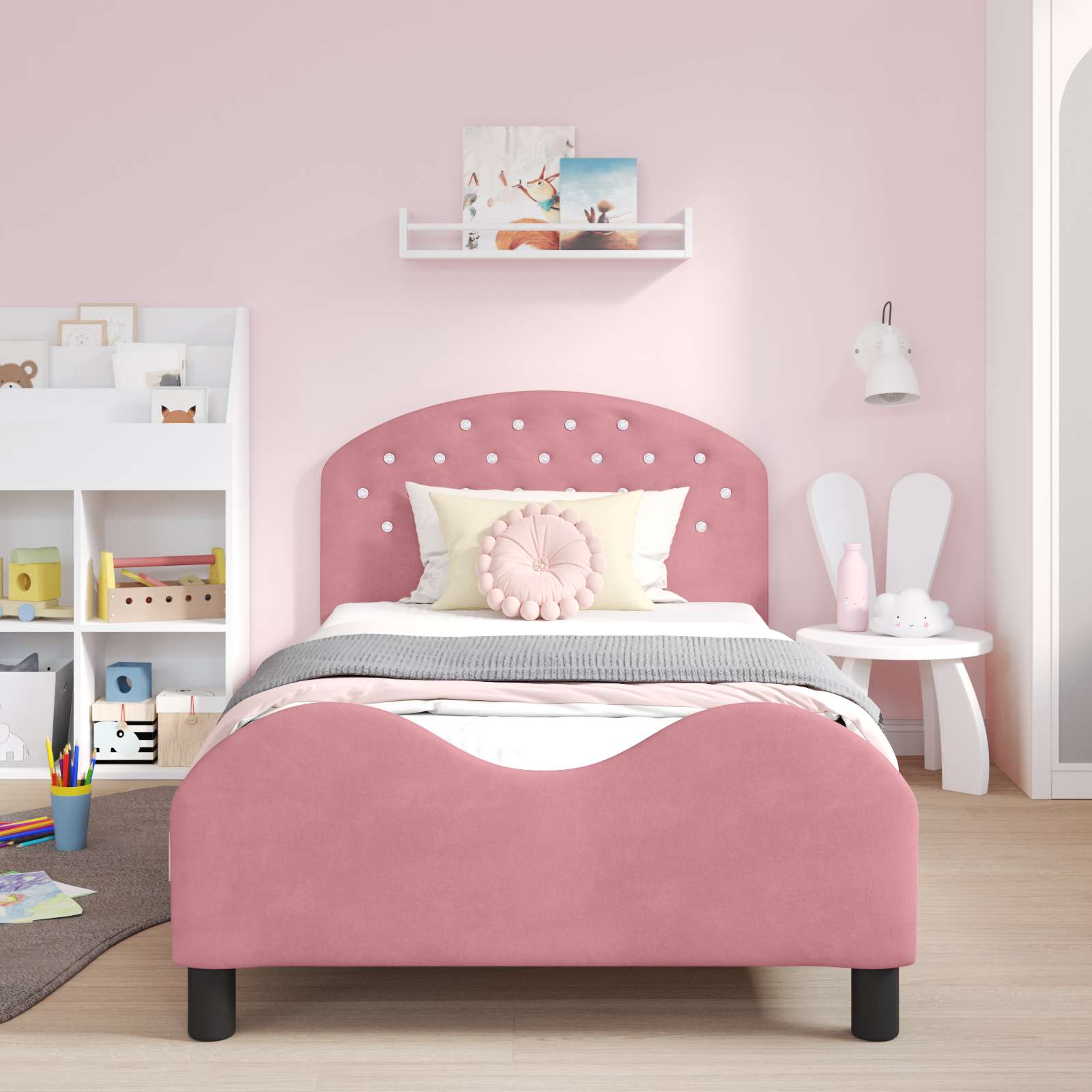 Cadre de lit pour enfants avec tête de lit Rose 90 x 200 cm - XIOS
