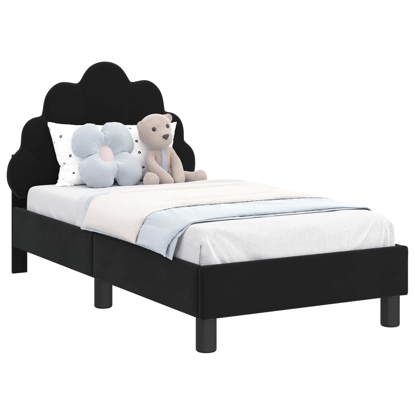 Cadre de lit pour tout-petit avec tête de lit Noir 70 x 140 cm - XIOS