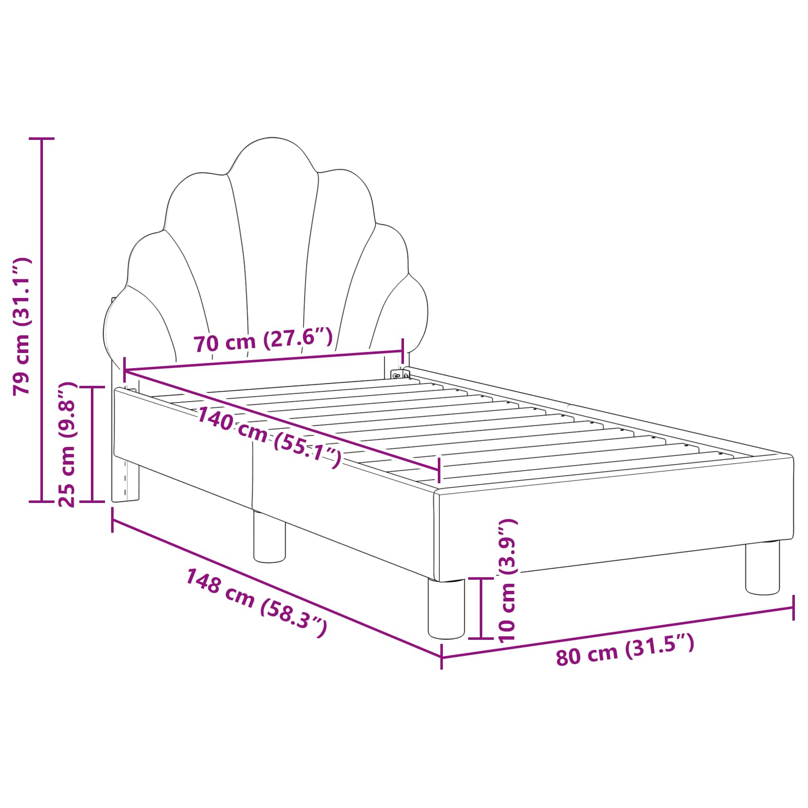 Cadre de lit pour tout-petit avec tête de lit Bleu police - XIOS