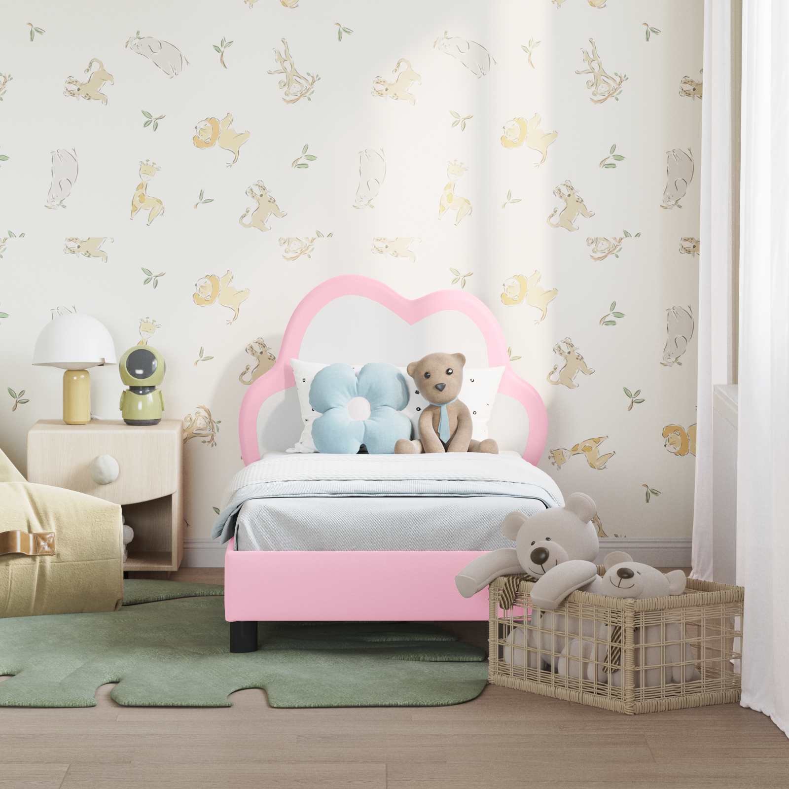 Cadre de lit pour tout-petit avec tête de lit Rose 70 x 140 cm - XIOS