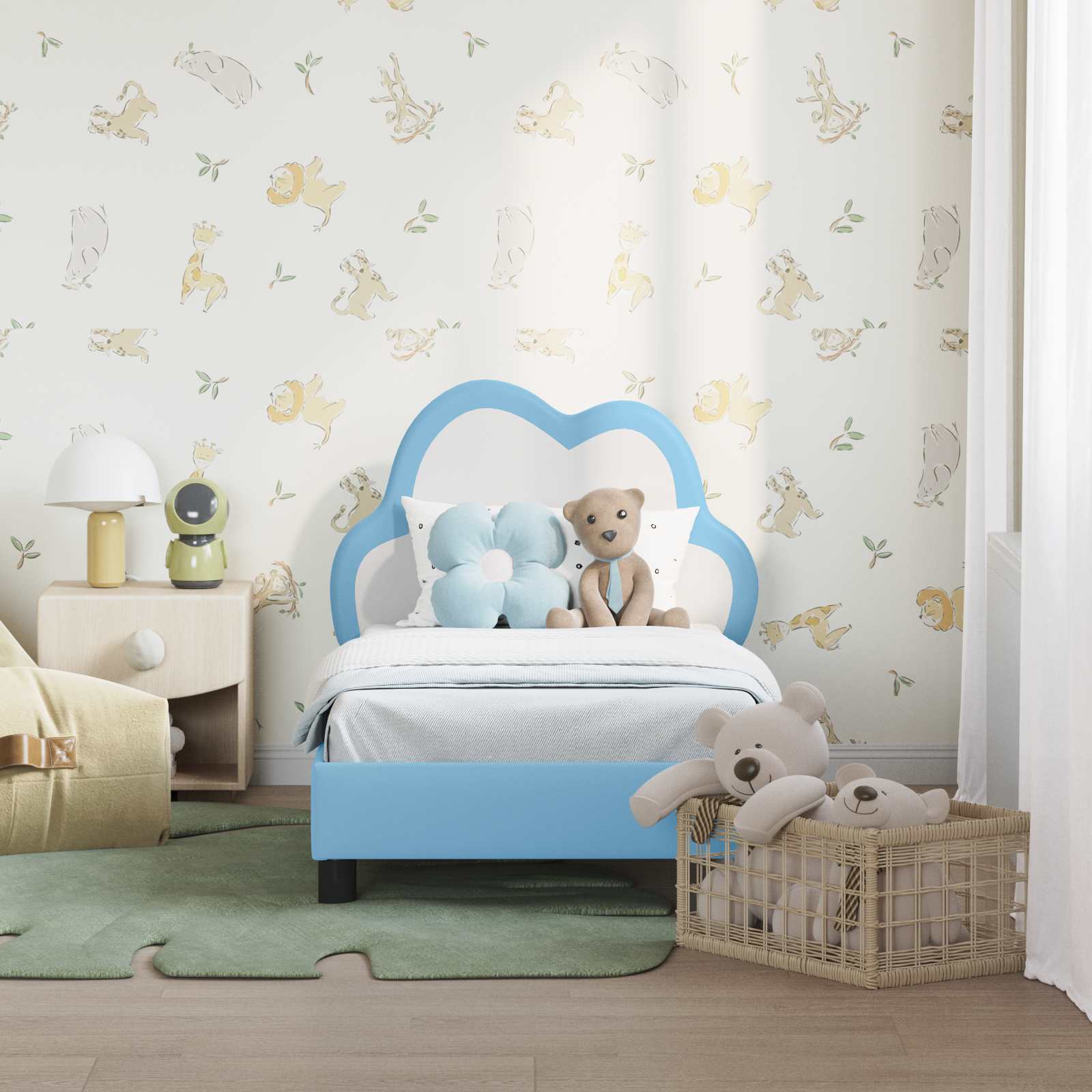 Cadre de lit pour tout-petit avec tête de lit Bleu 70 x 140 cm - XIOS