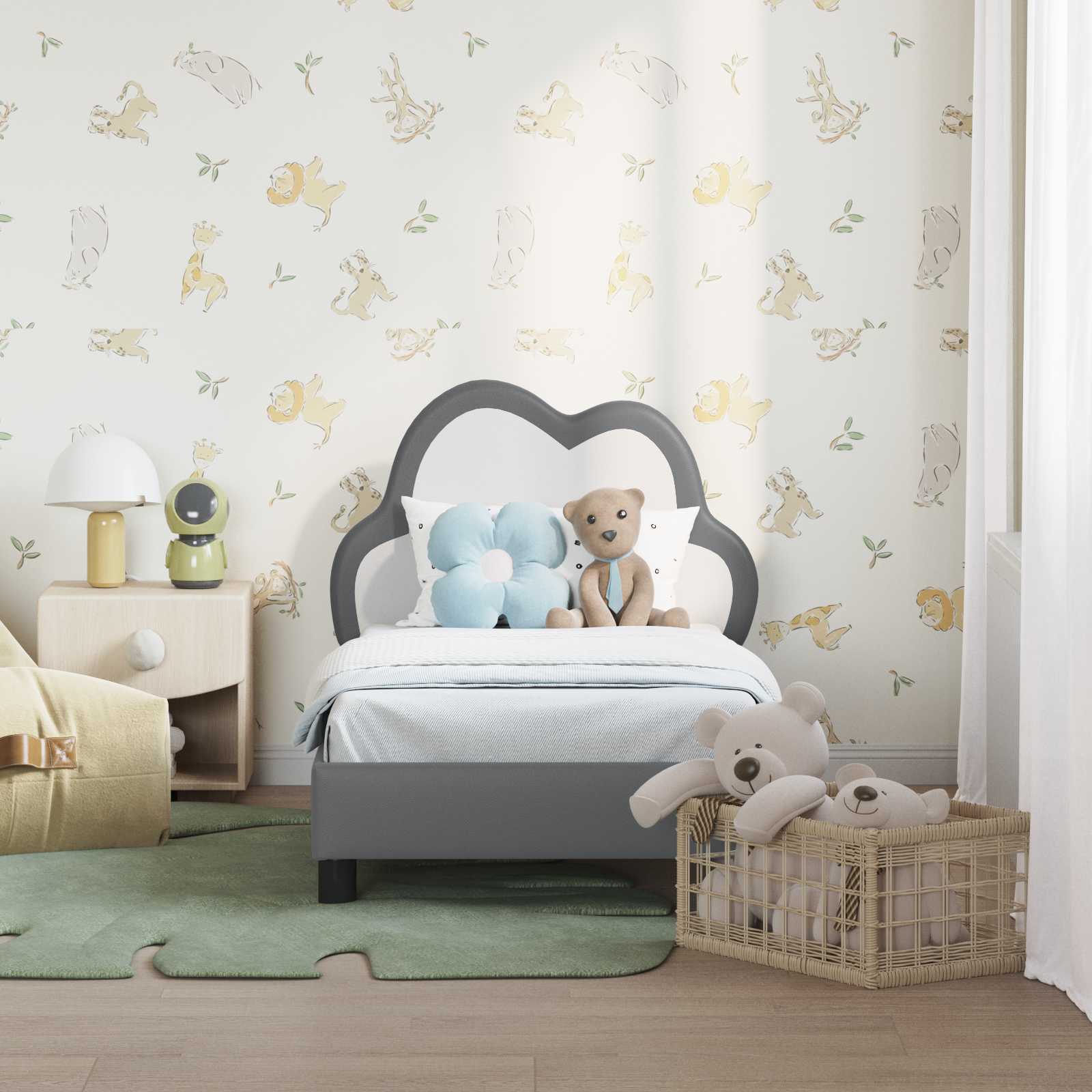 Cadre de lit pour tout-petit avec tête de lit Gris clair PU - XIOS