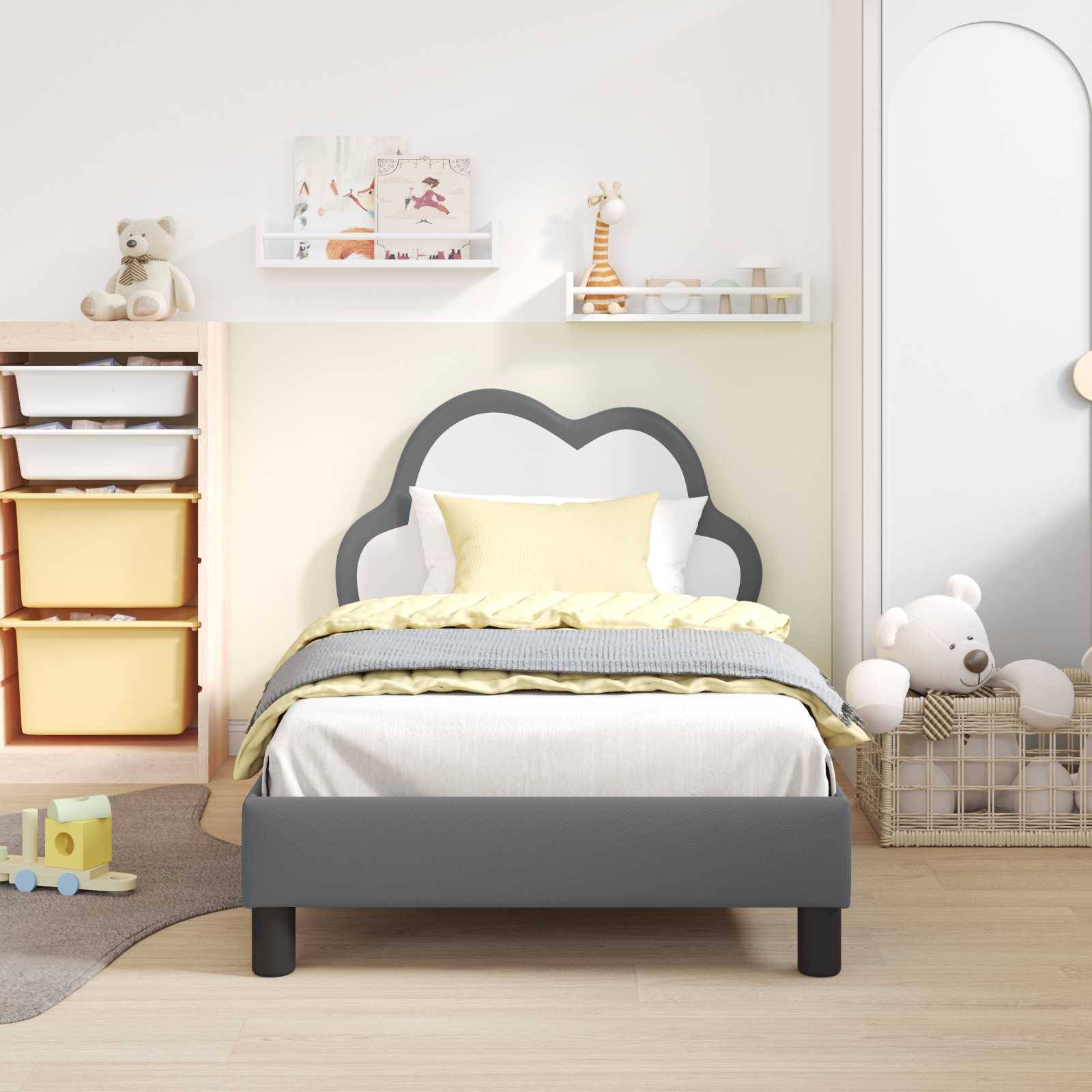 Cadre de lit avec tête de lit Gris clair 80 x 160 cm PU - XIOS