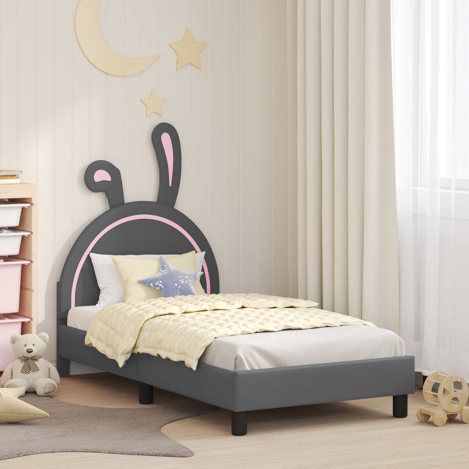 Cadre de lit pour enfants avec tête de lit Gris clair PU - XIOS