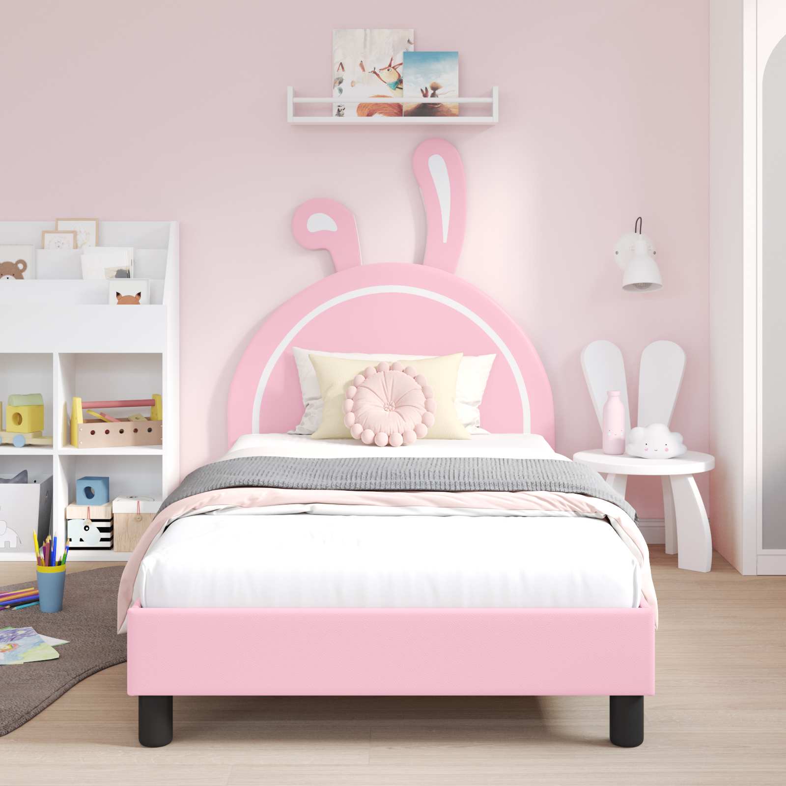 Cadre de lit pour enfants avec tête de lit Rose 80 x 200 cm PU - XIOS