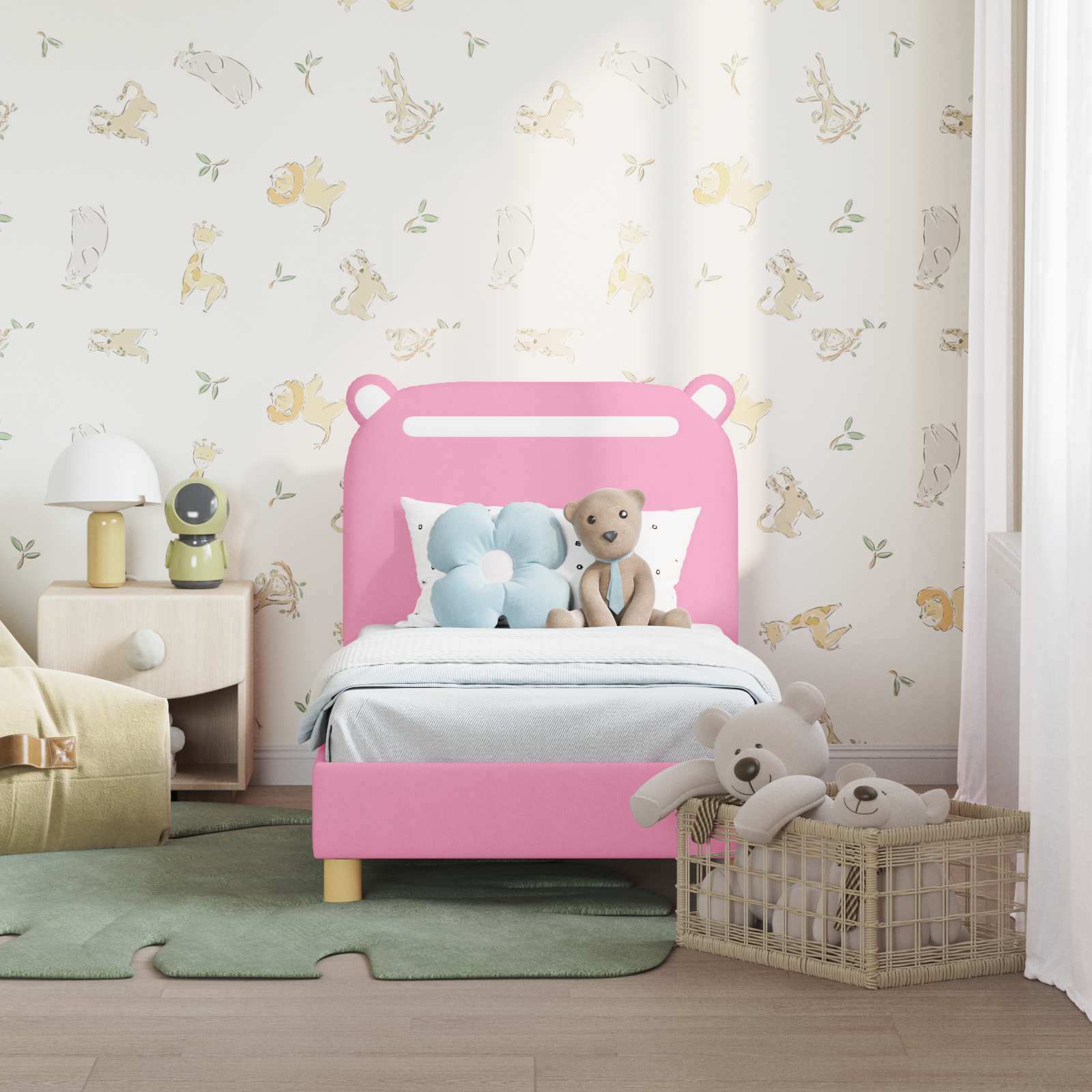 Cadre de lit pour tout-petit avec tête de lit Rose 70 x 140 cm - XIOS
