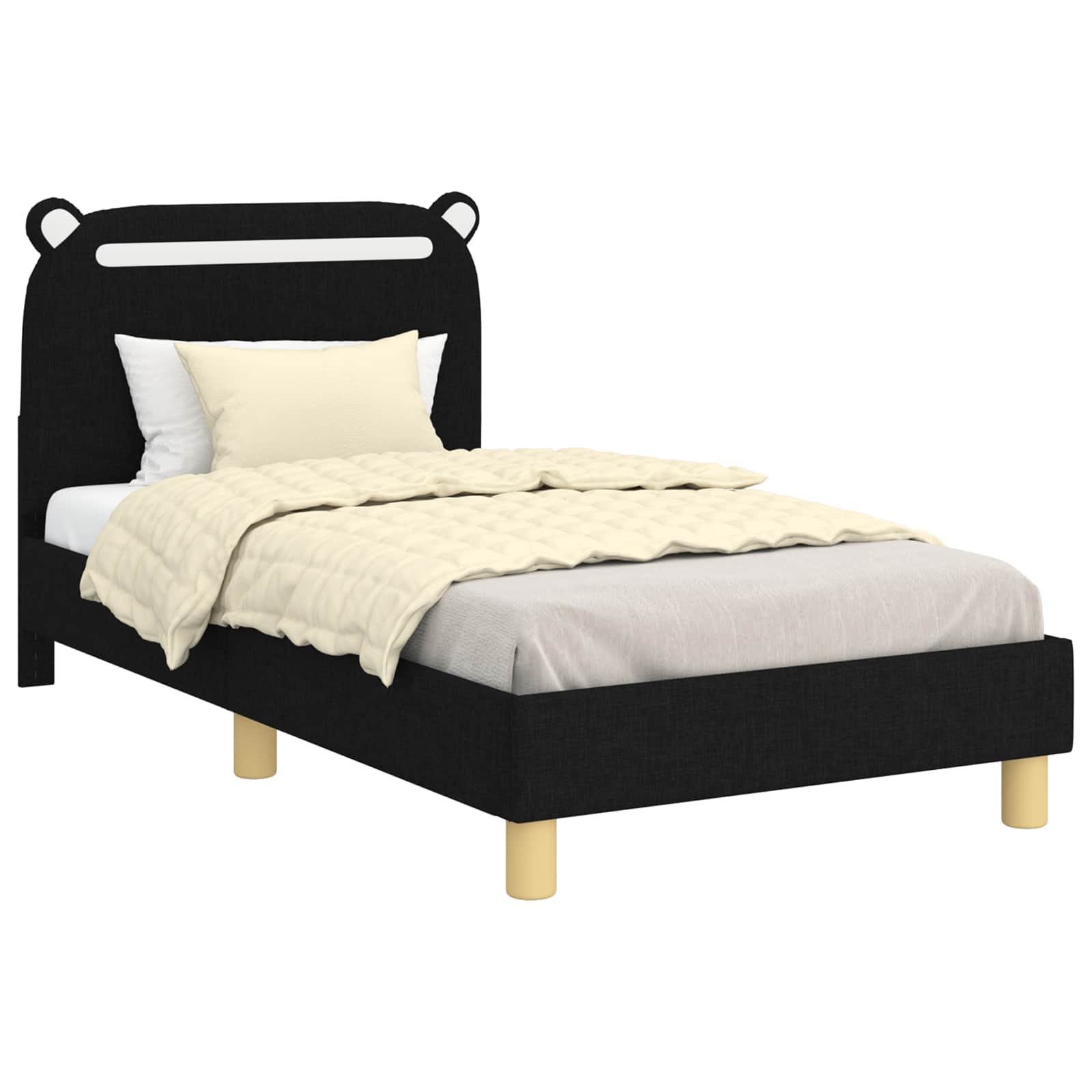 Cadre de lit pour enfants avec tête de lit Noir 80 x 160 cm - XIOS
