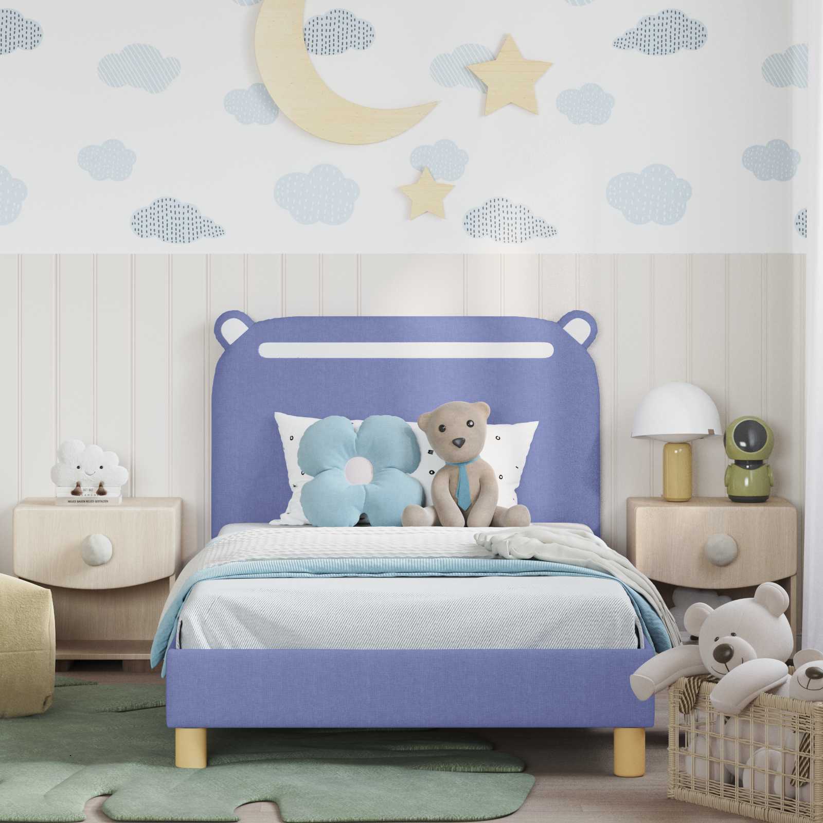 Cadre de lit pour enfants avec tête de lit Bleu denim - XIOS
