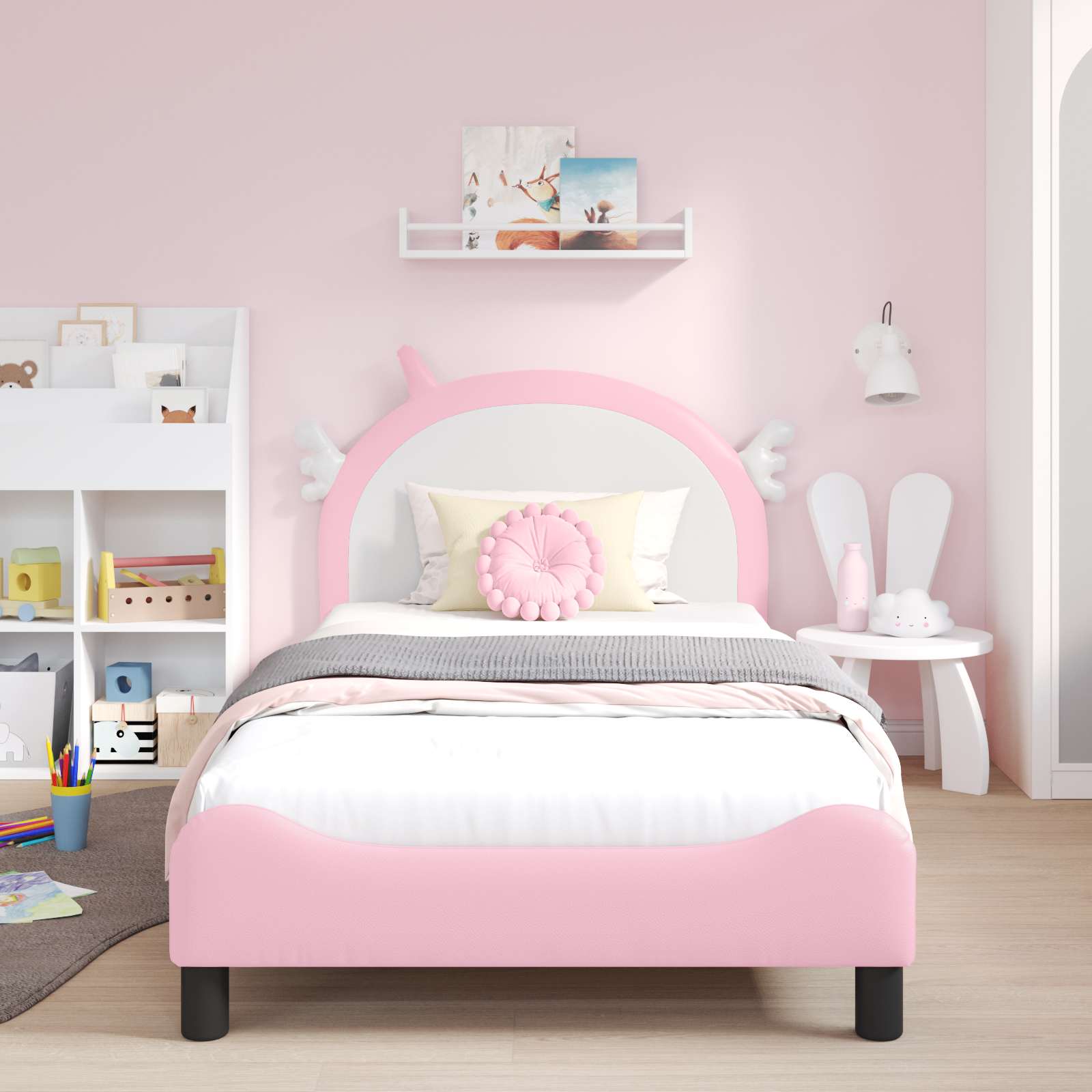 Cadre de lit pour enfants avec tête de lit Rose 90 x 200 cm PU - XIOS