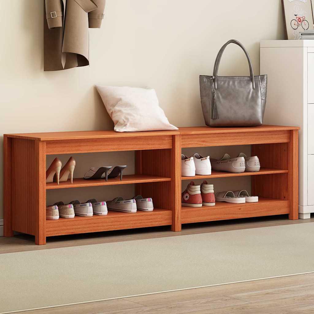 Banc à chaussures avec étagère Cire marron 160 x 36,5 x 50 cm - XIOS