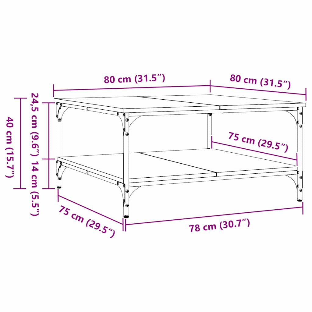 Table basse Bois ancien 80 x 80 x 40 cm Bois d'ingénierie - XIOS