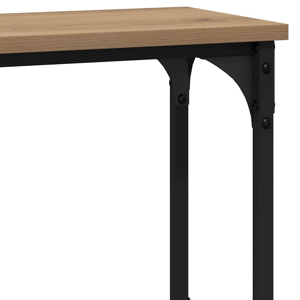 Table console avec étagère chêne artisanal 100 x 22.5 x 75 cm - XIOS